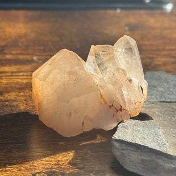 Natural Kundalini Citrine Triple Point Cluster, Congo origin, 50.7 g, spiritual crystal formation.
