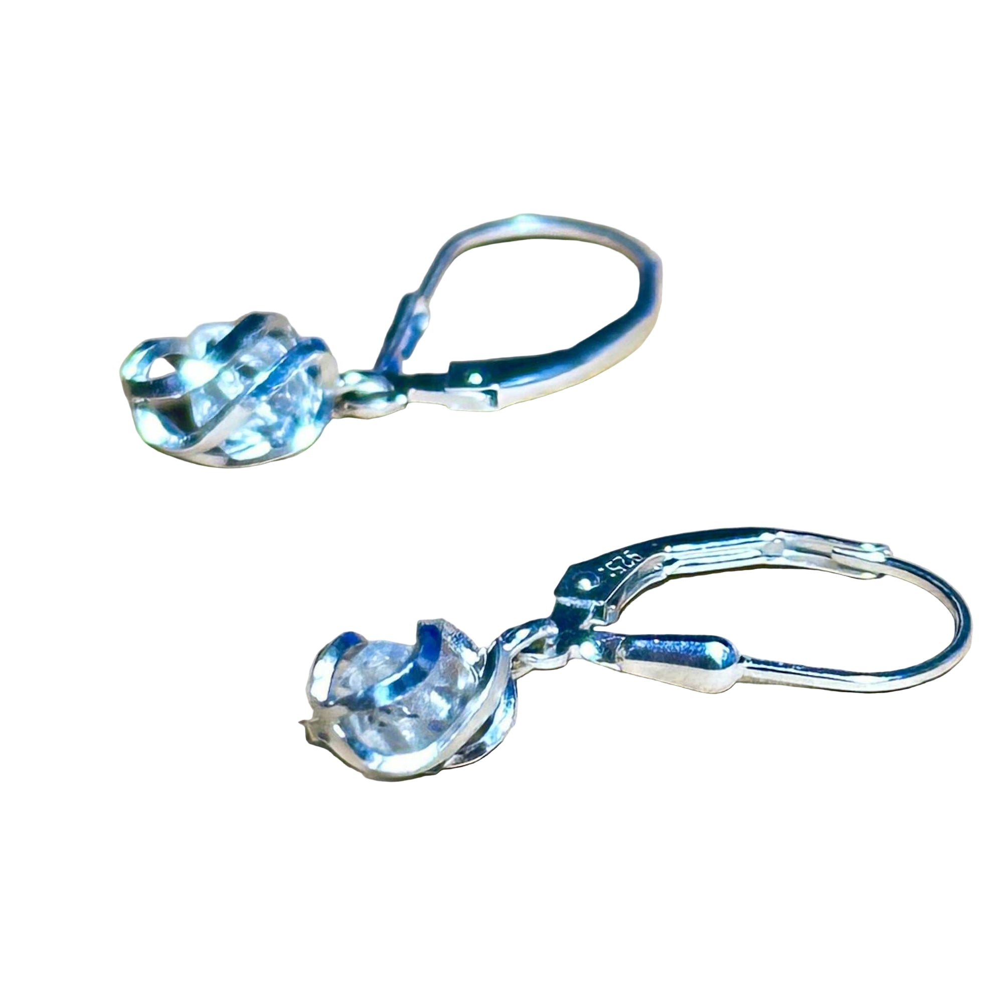Herkimer Small Dangle Bertoni earrings in sterling silver with clear faceted stones