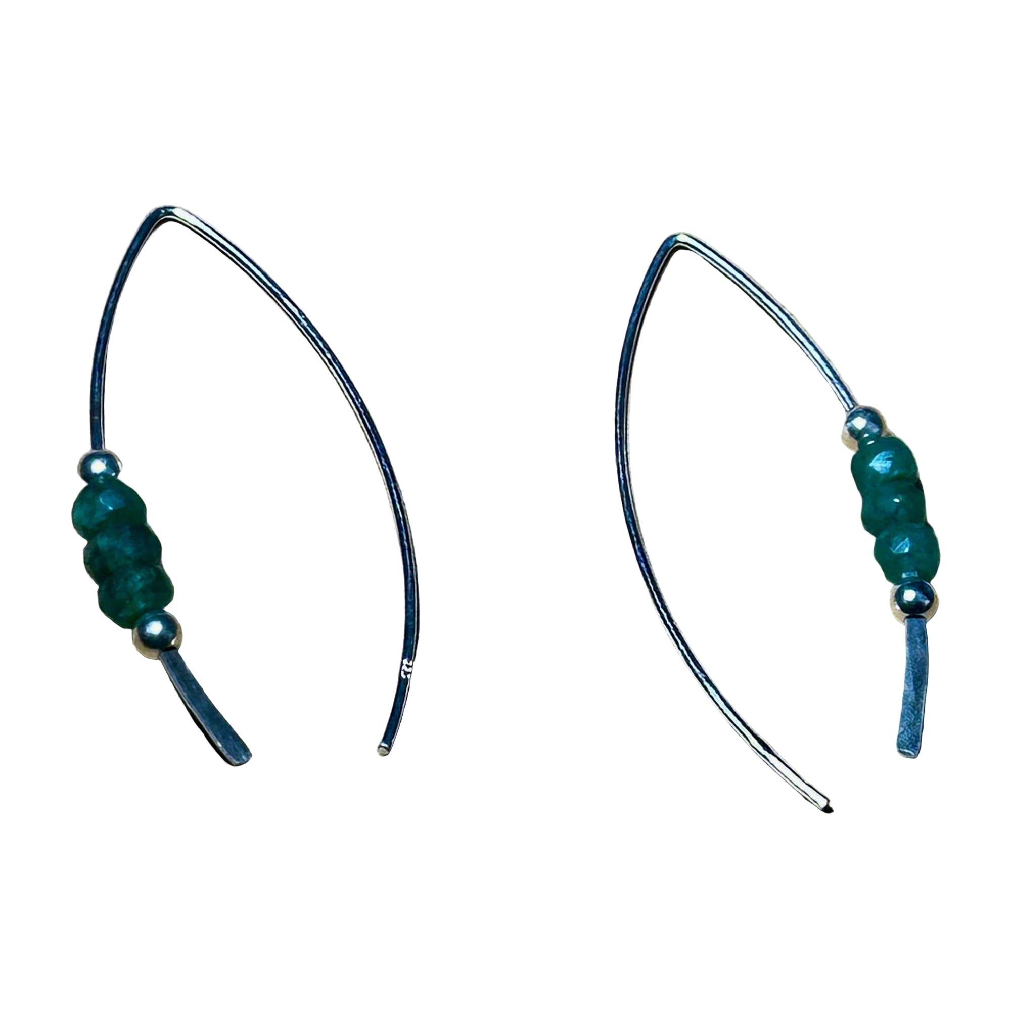 Emerald Crescent Bertoni Earrings - Sterling Silver