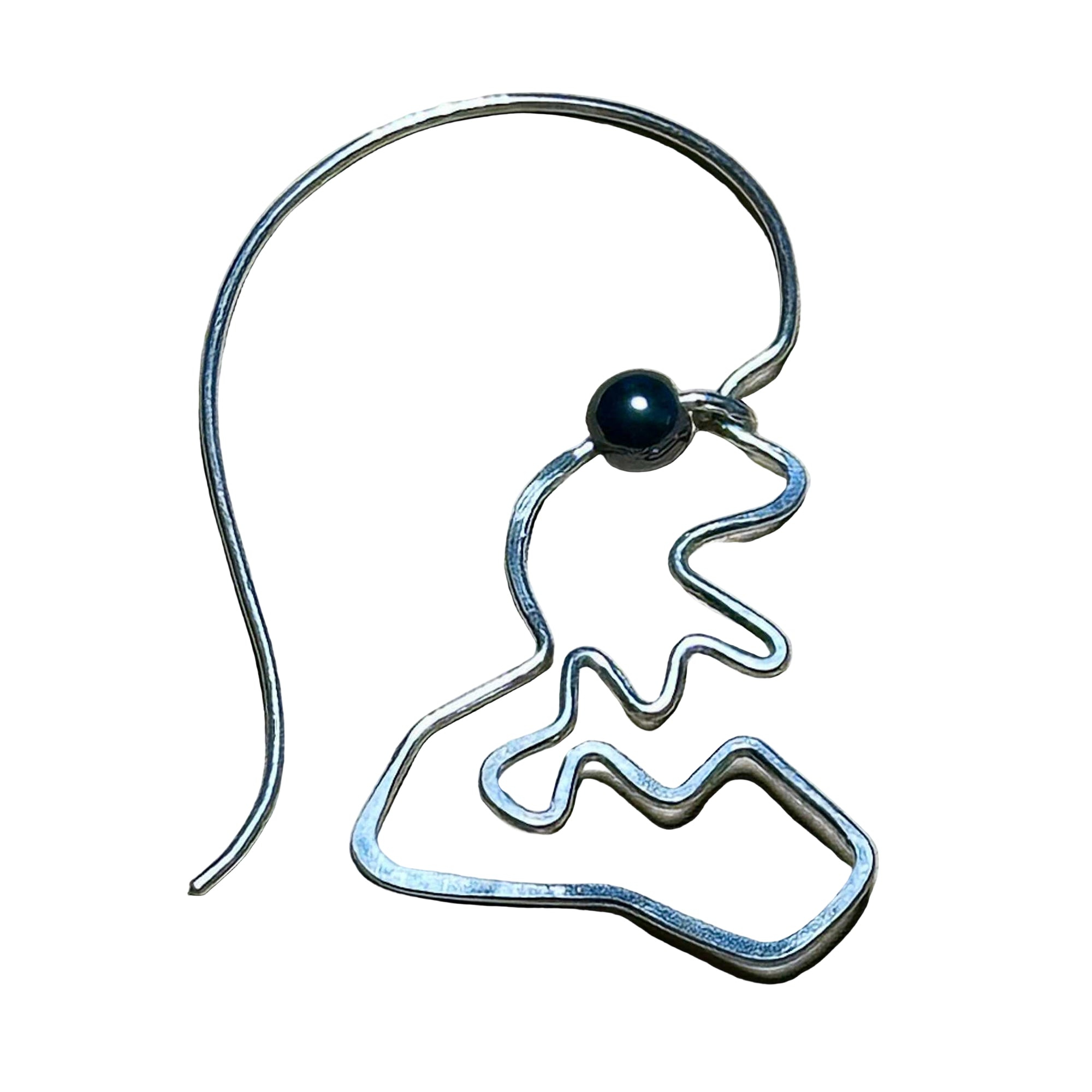 Skull Face Hematite Eye Bertoni Earrings - Sterling Silver