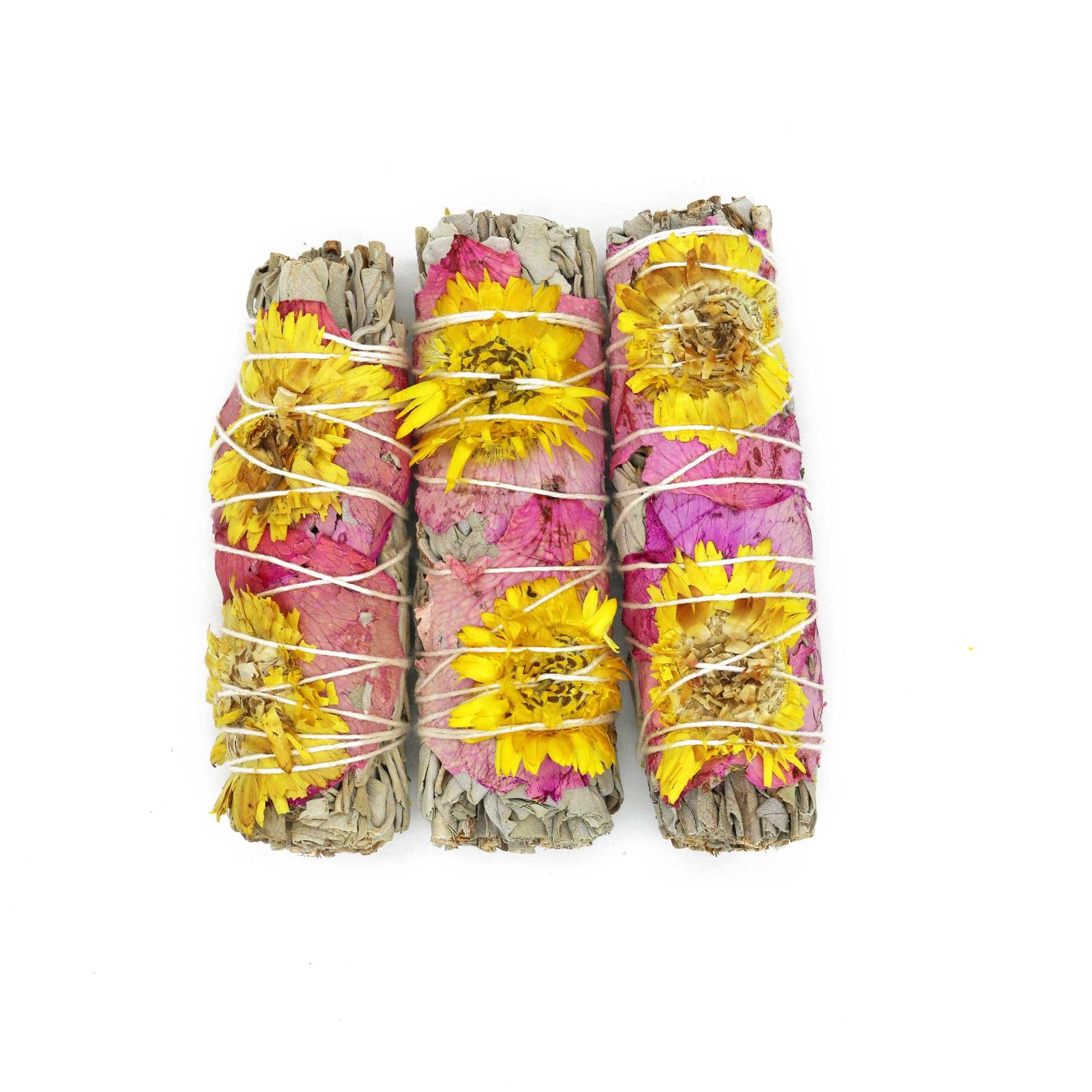 'Amor' Floral White Sage Smudge Stick (4 in)