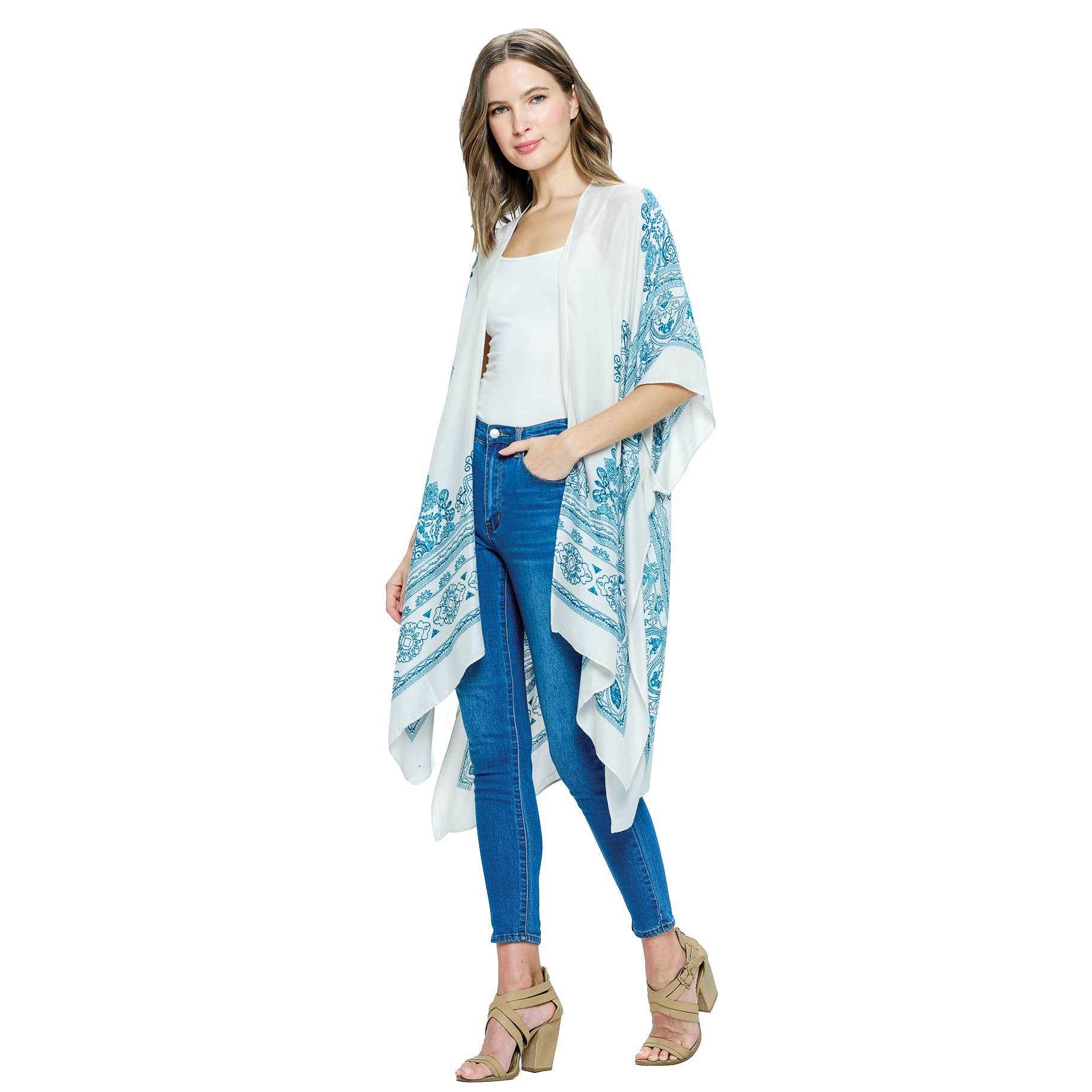 Bohemian Teal Kimono Cover Up