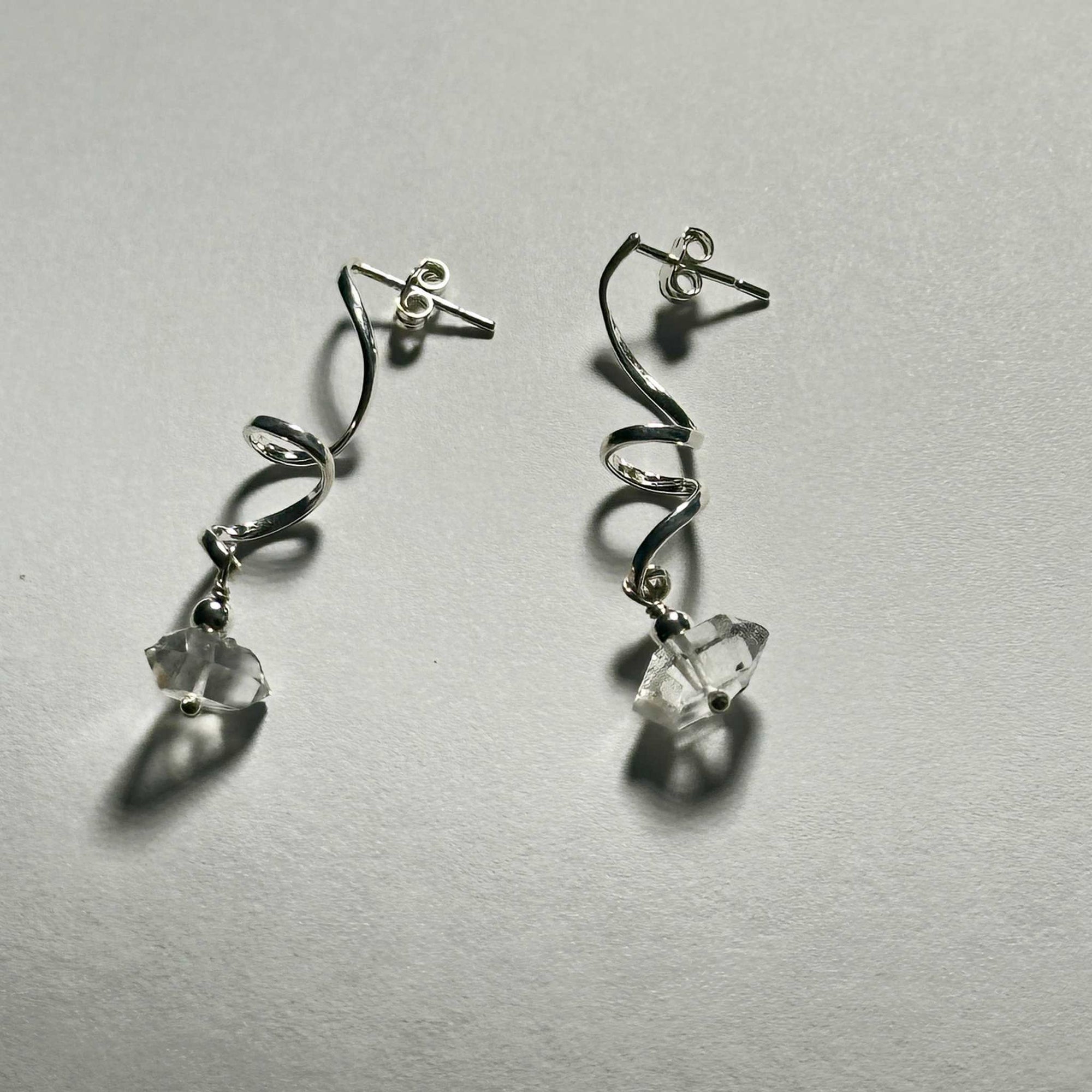 Herkimer Spiral Dangle Bertoni Earrings - Sterling Silver