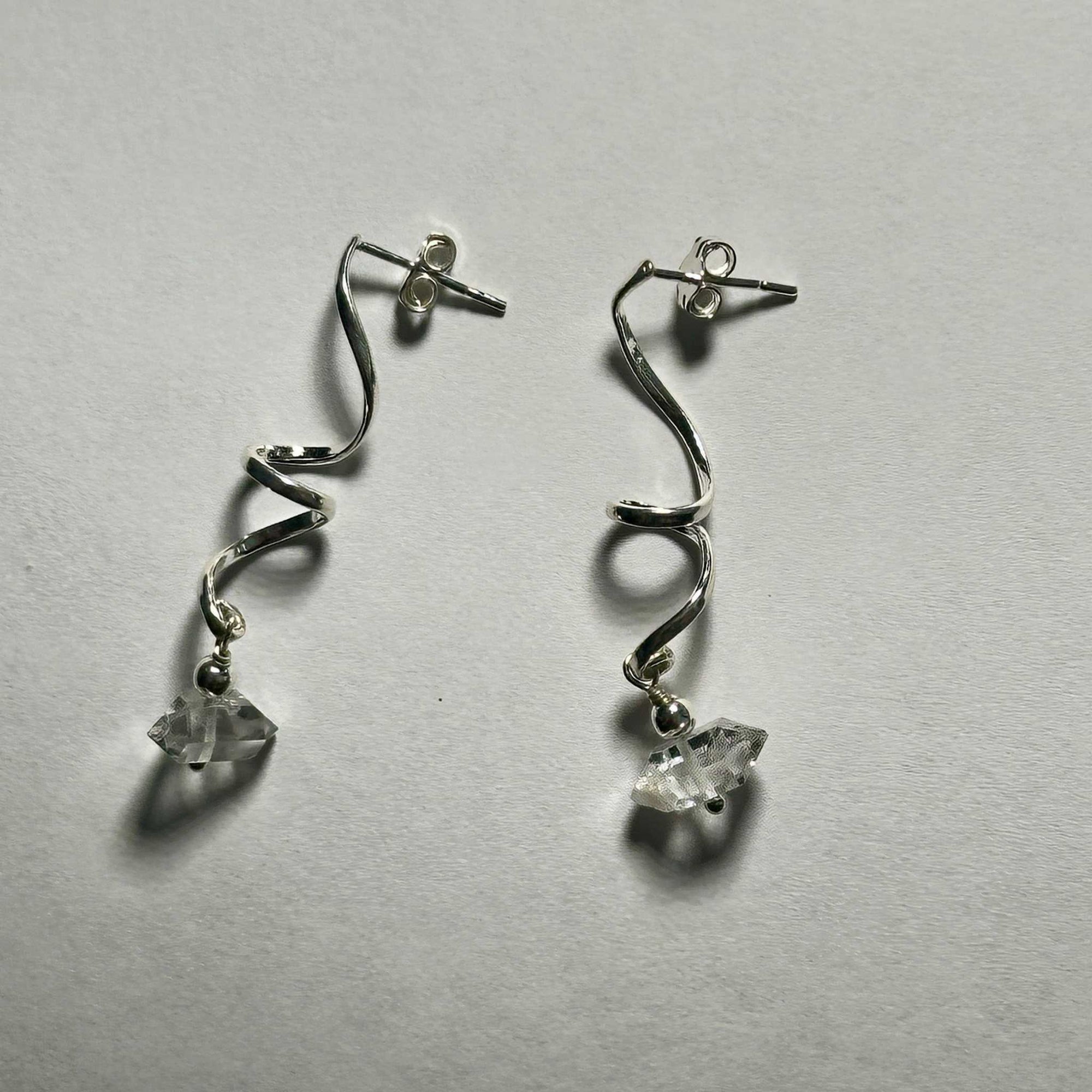 Herkimer Spiral Dangle Bertoni Earrings - Sterling Silver