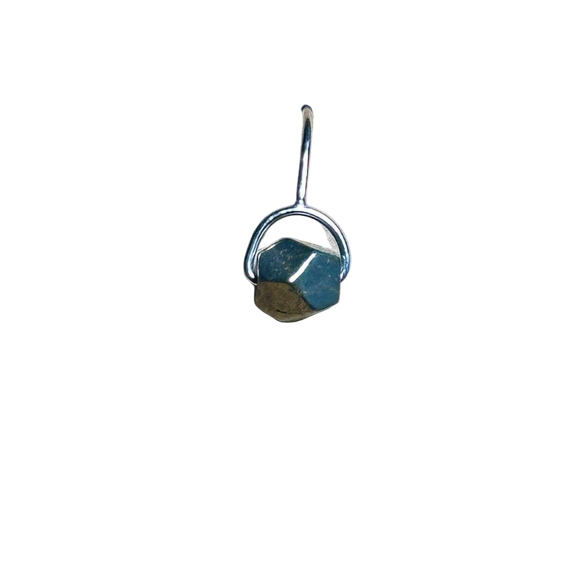 Pyrite bead small dangle earring in sterling silver with natural gemstone design