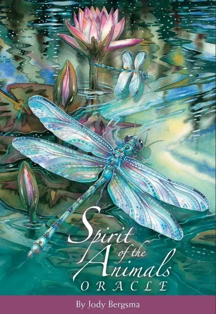Spirit Of The Animals Oracle Deck featuring a detailed dragonfly illustration by Jody Bergsma