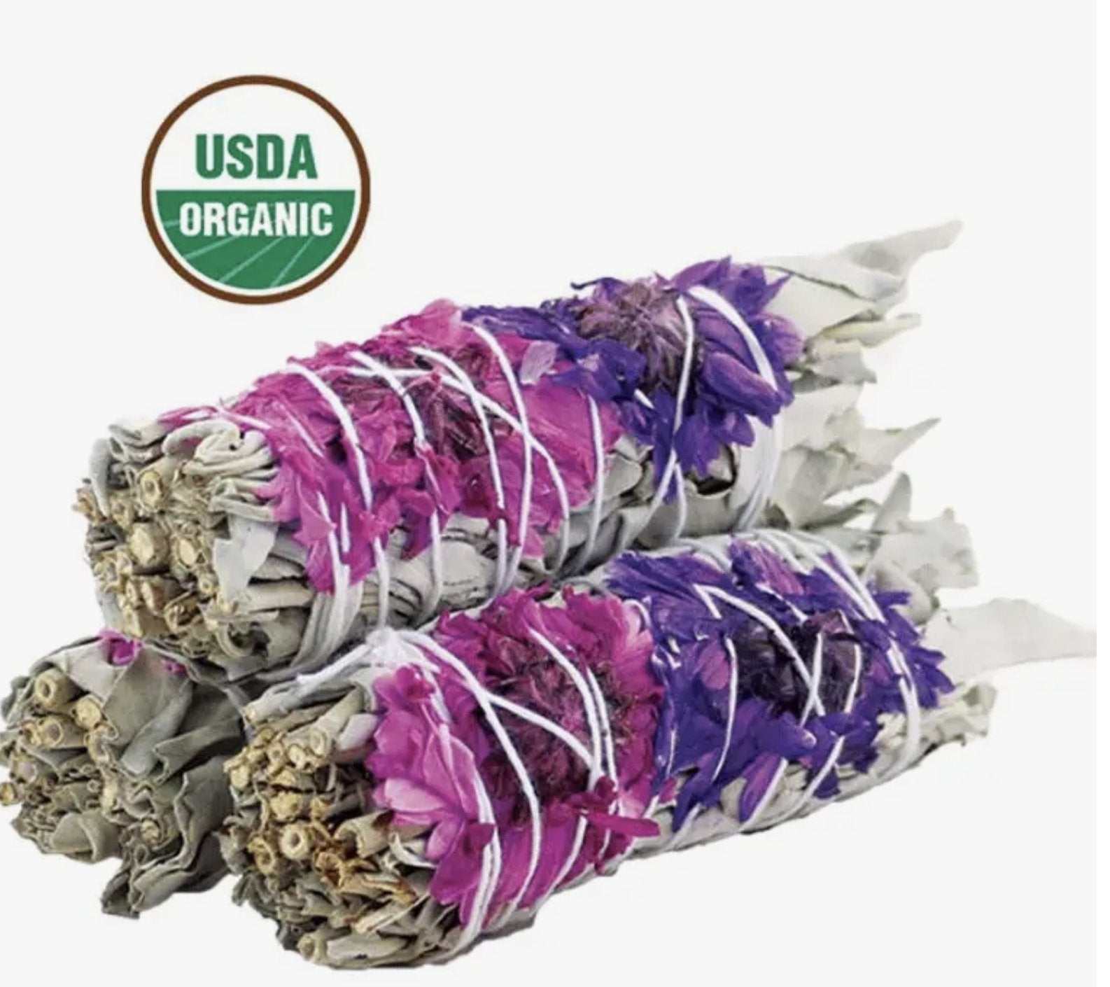 4" Blissful Floral Sage Smudge - Sacred Crystals Smudge Sticks