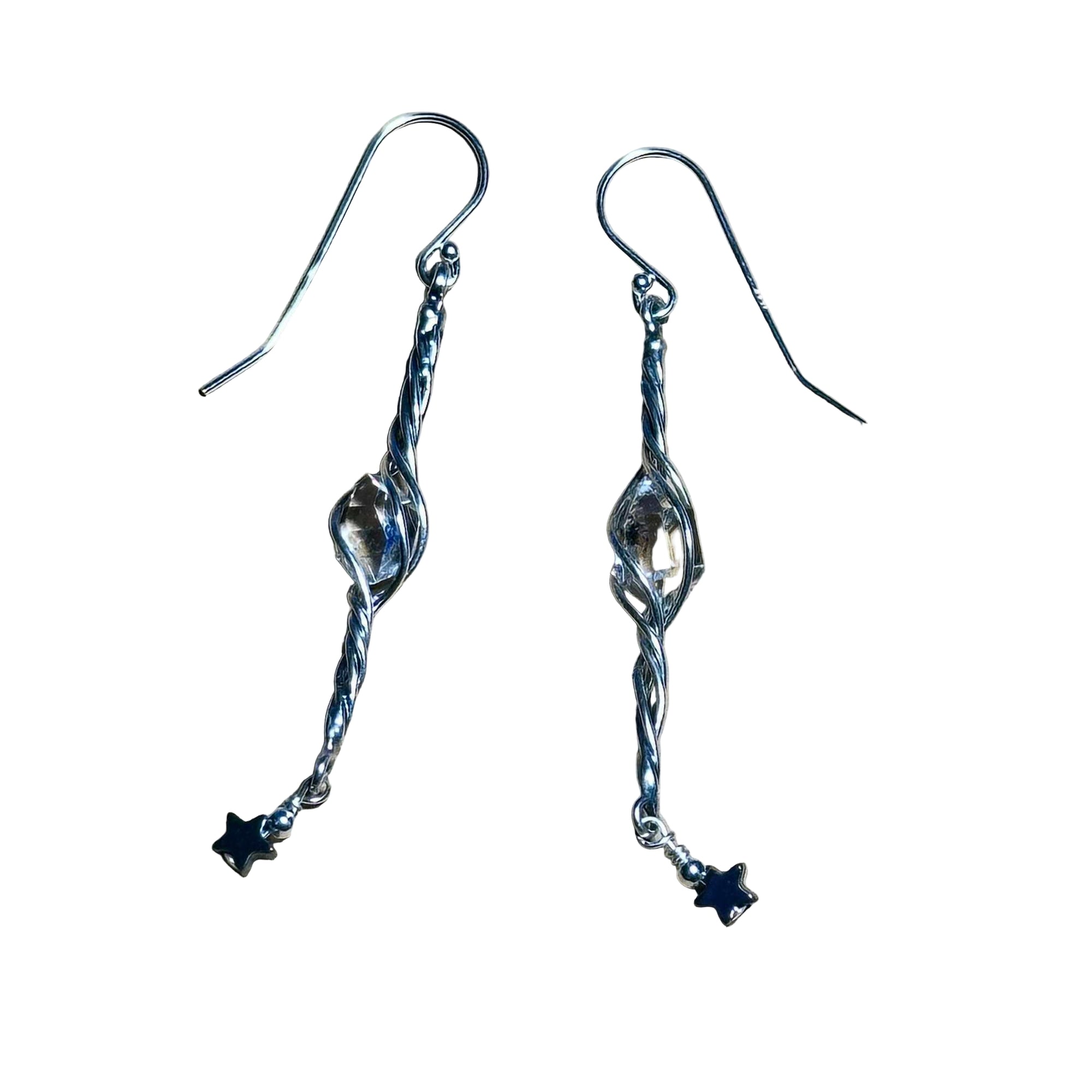 Limited Edition Herkimer Spiral Dangle Bertoni Earrings - Sterling Silver