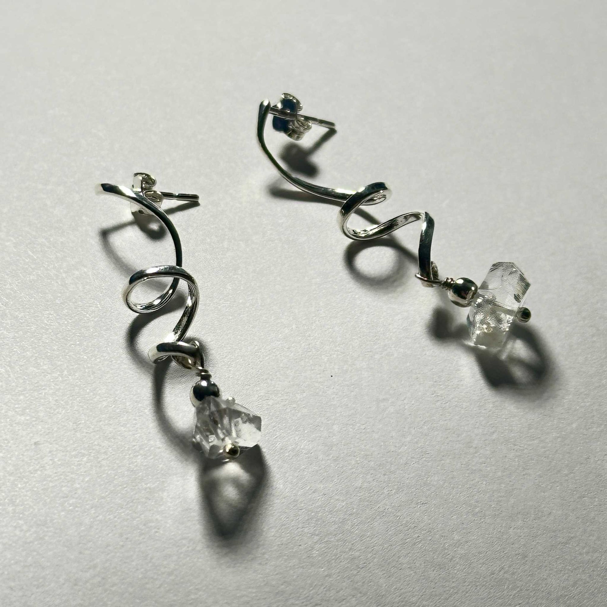 Herkimer Spiral Dangle Bertoni Earrings - Sterling Silver