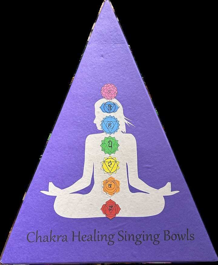 7-Chakra Singing Bowl Set in Purple Pyramid Box - Sacred Crystals Instruments