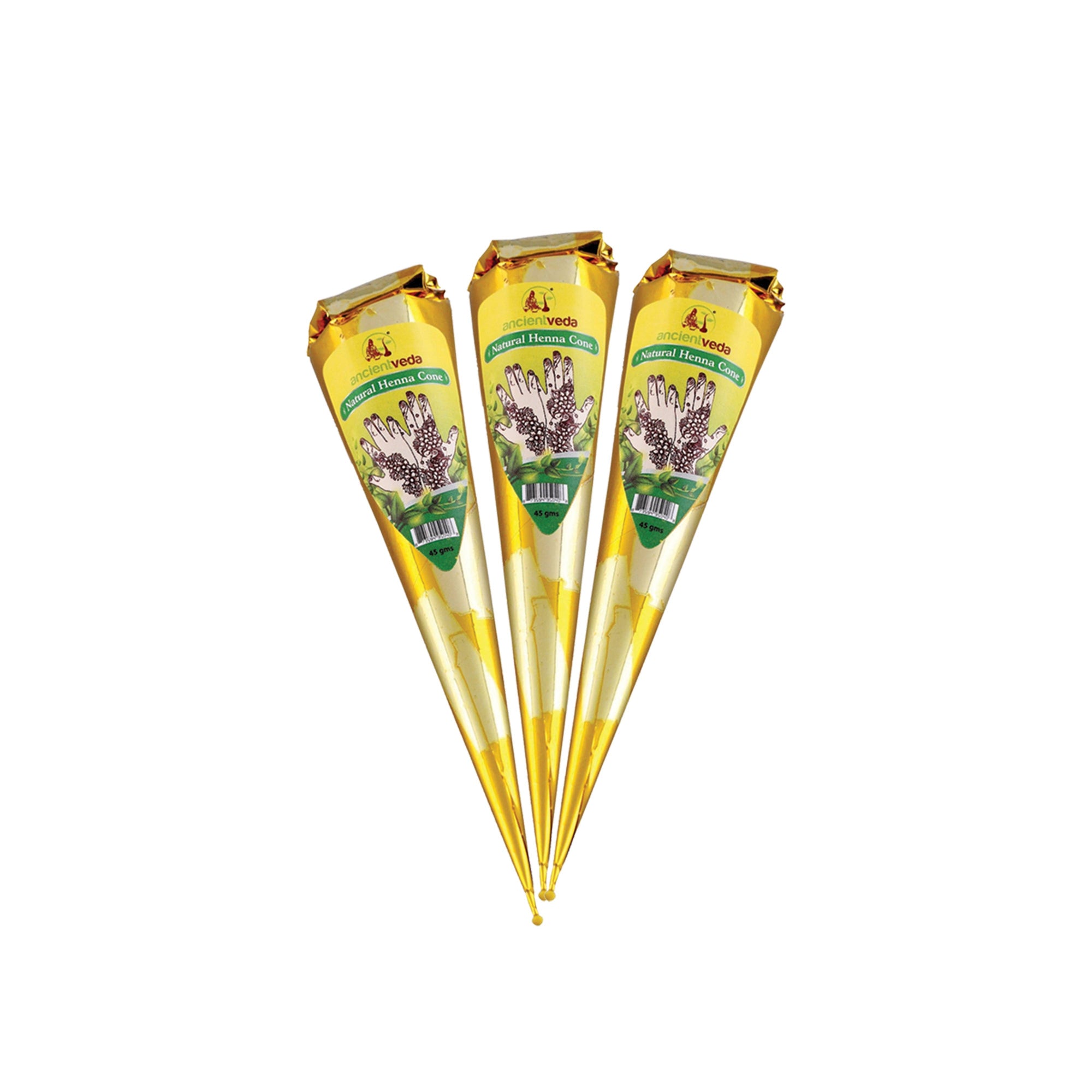 Premium Gold Henna Cones 30g Ancientveda for Body Art Designs