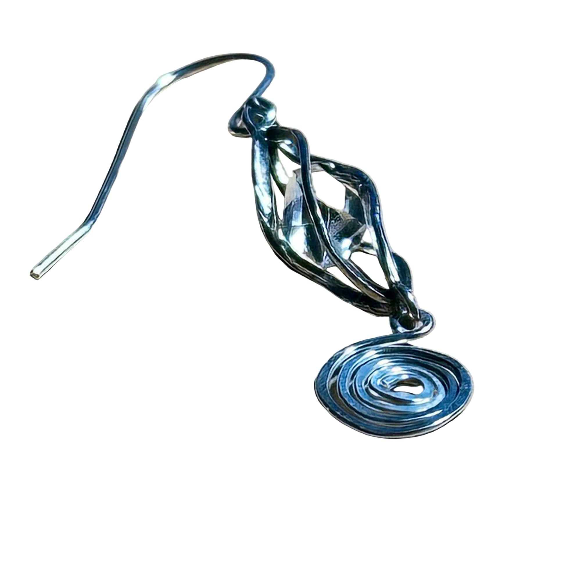 Herkimer Swirl Dangle Bertoni Earrings - Sterling Silver