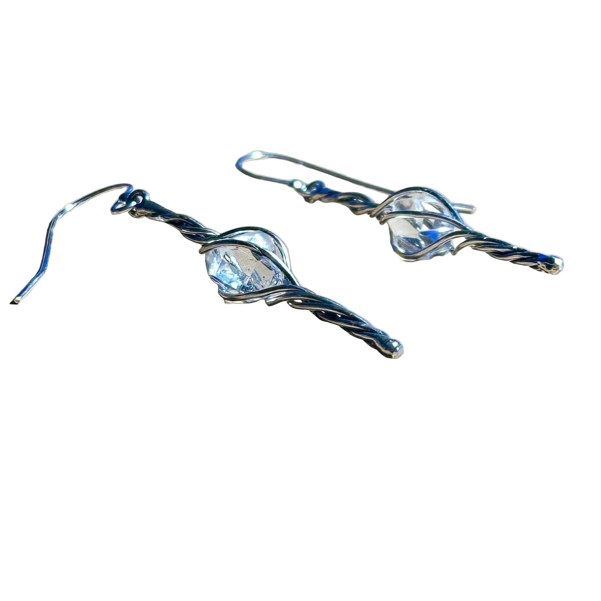 Limited Edition Herkimer Swirl Dangle Bertoni Earrings - Sterling Silver