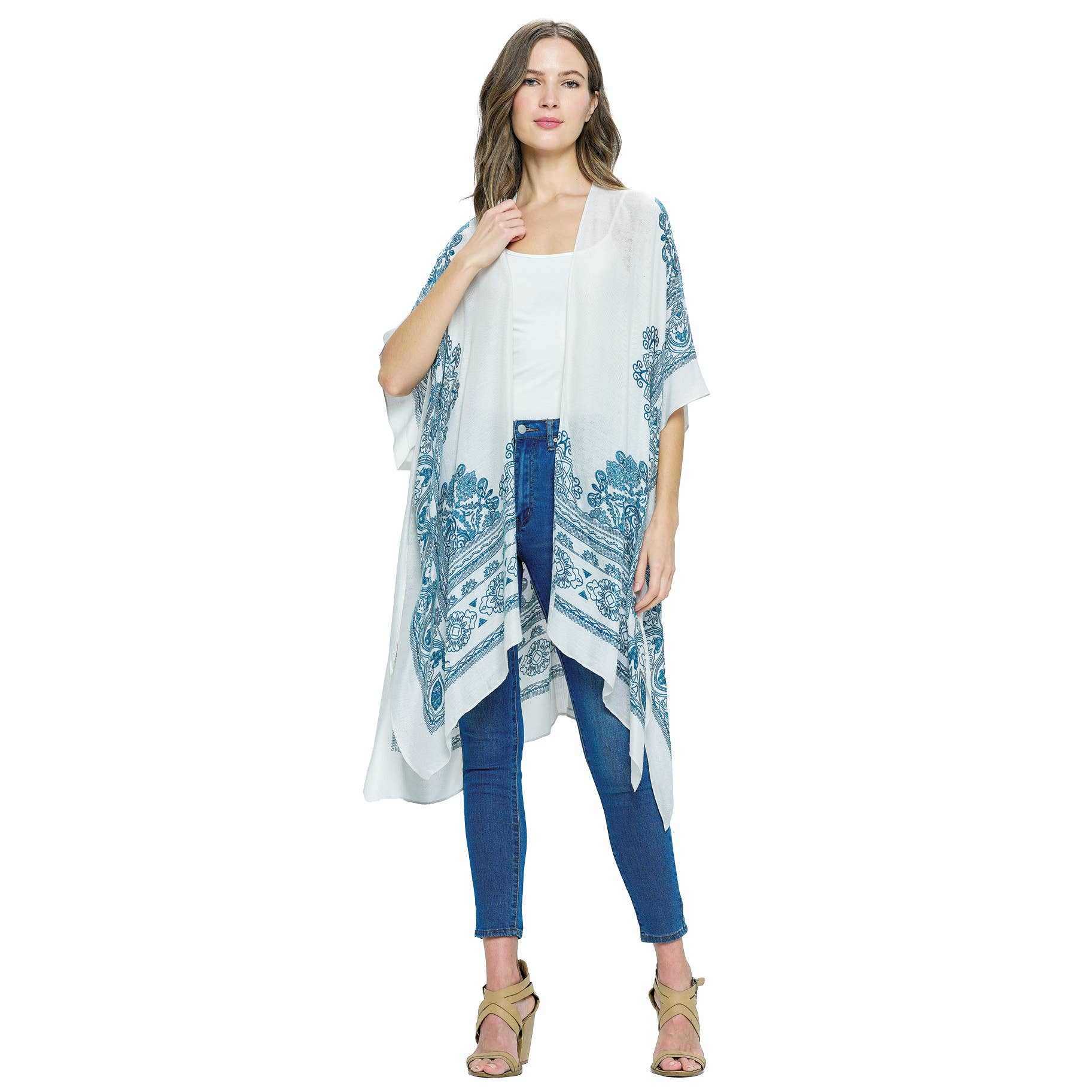 Bohemian Teal Kimono Cover Up