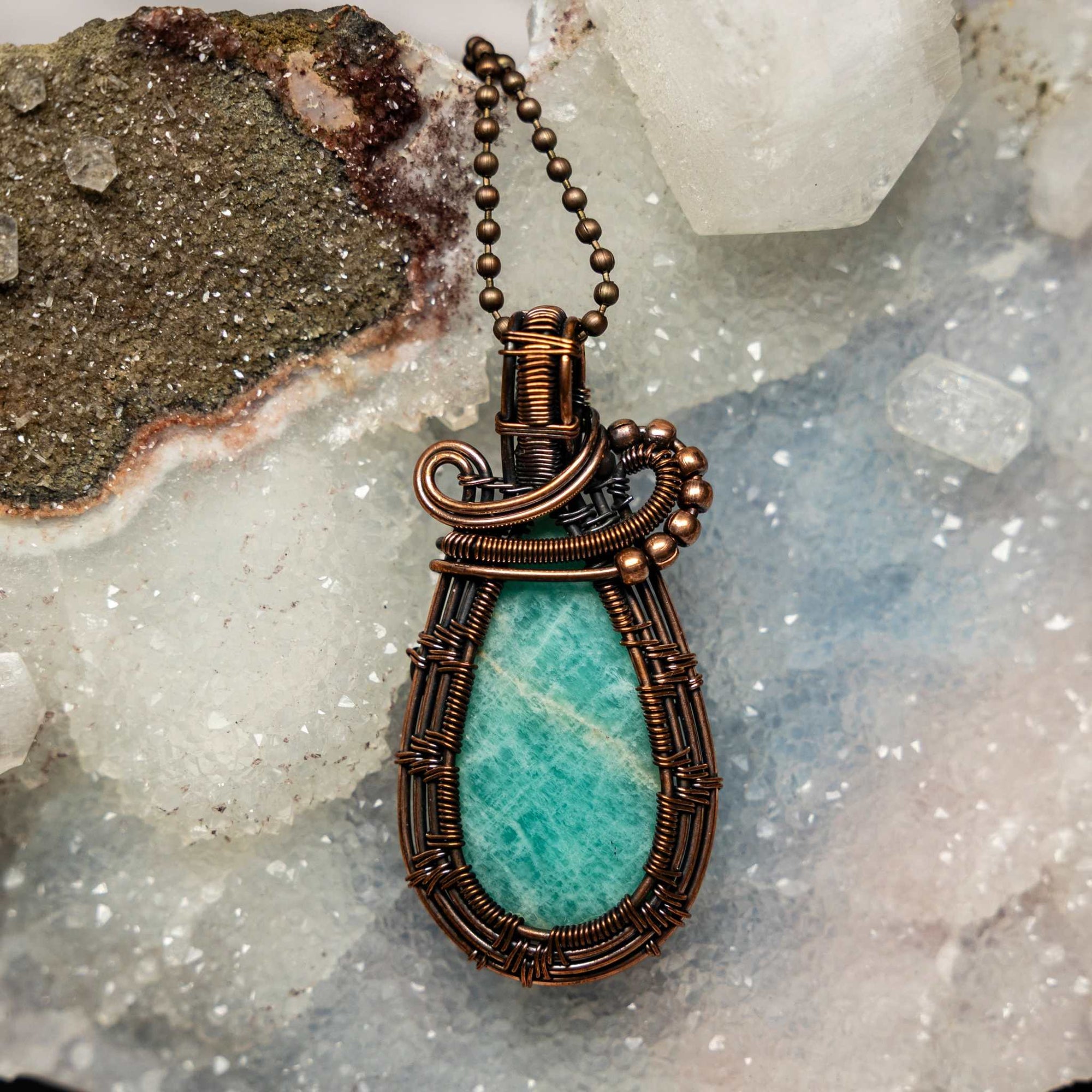 Amazonite Wire Wrap Crystal Pendant