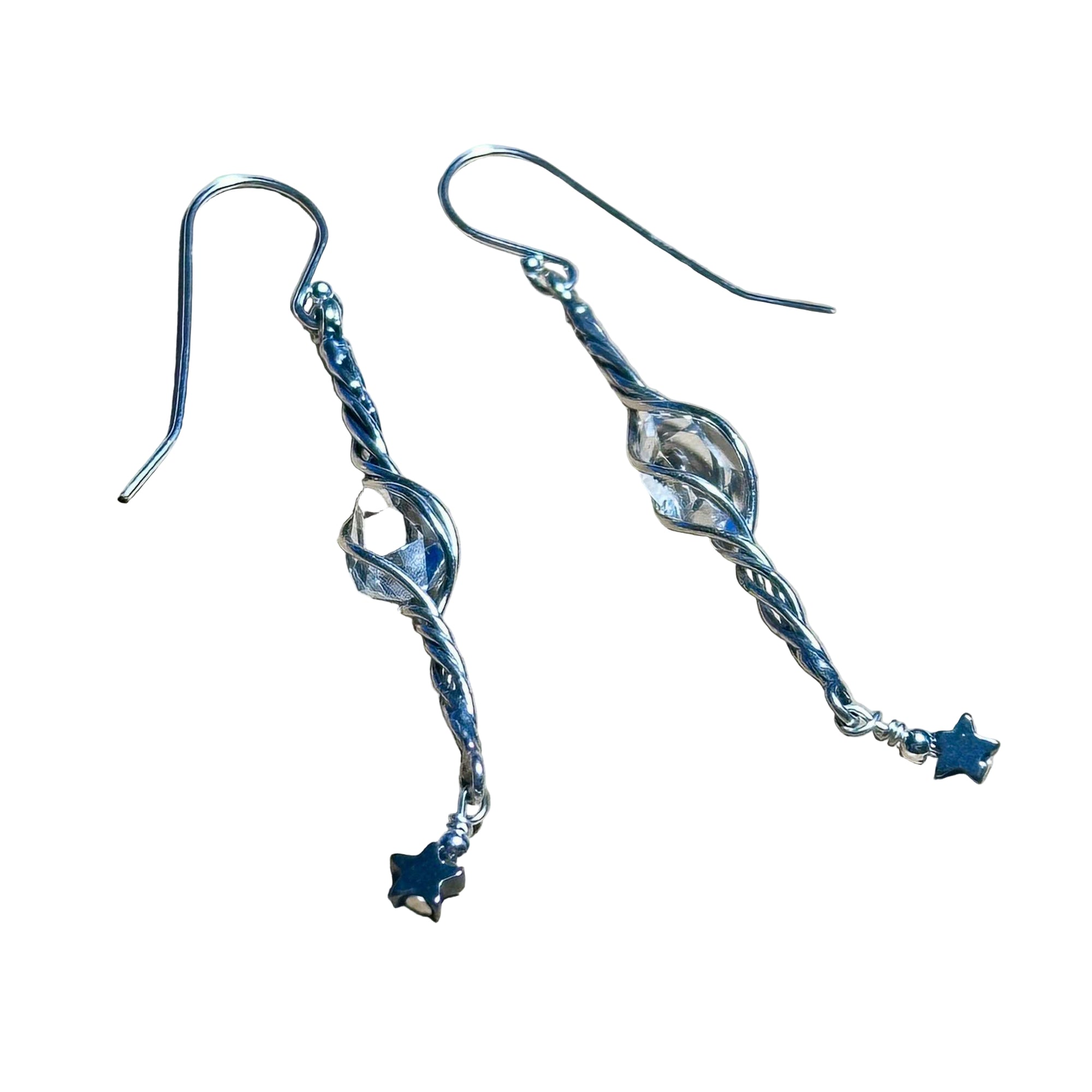 Limited Edition Herkimer Spiral Dangle Bertoni Earrings - Sterling Silver