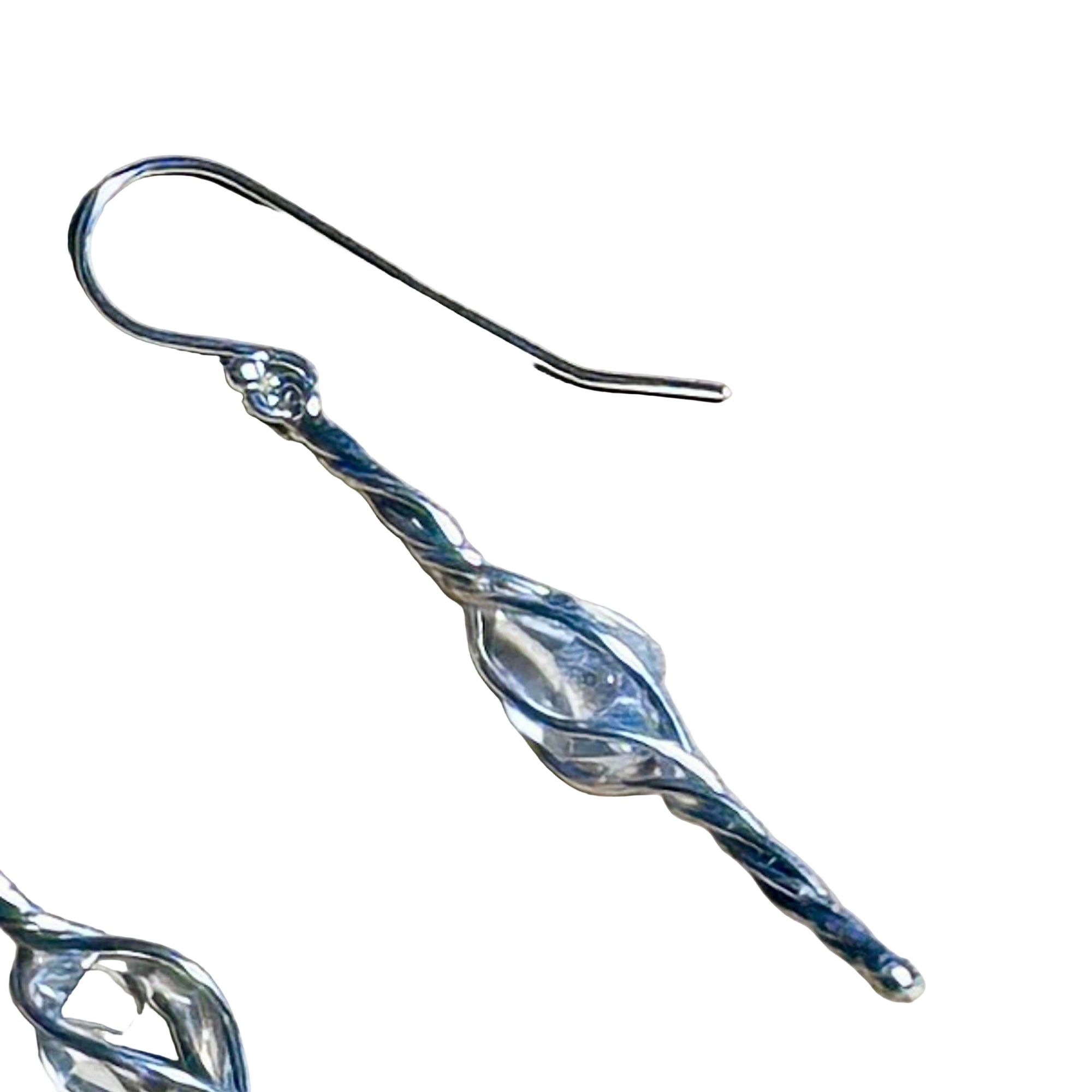 Limited Edition Herkimer Swirl Dangle Bertoni Earrings - Sterling Silver