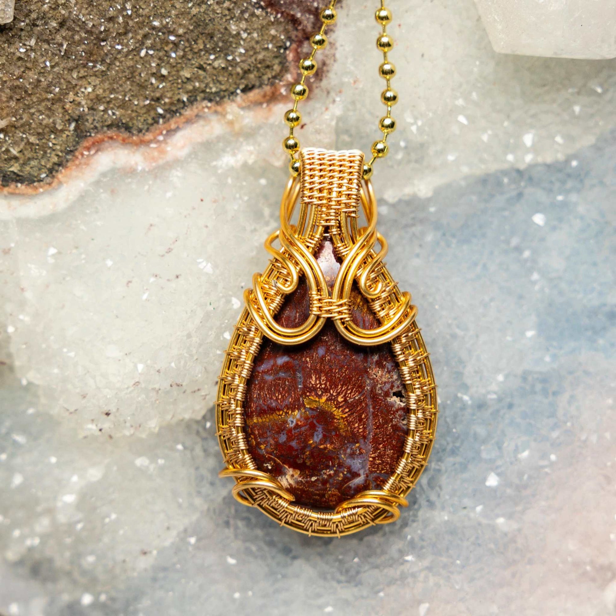 Brecciated Jasper Wire Wrap Crystal Pendant