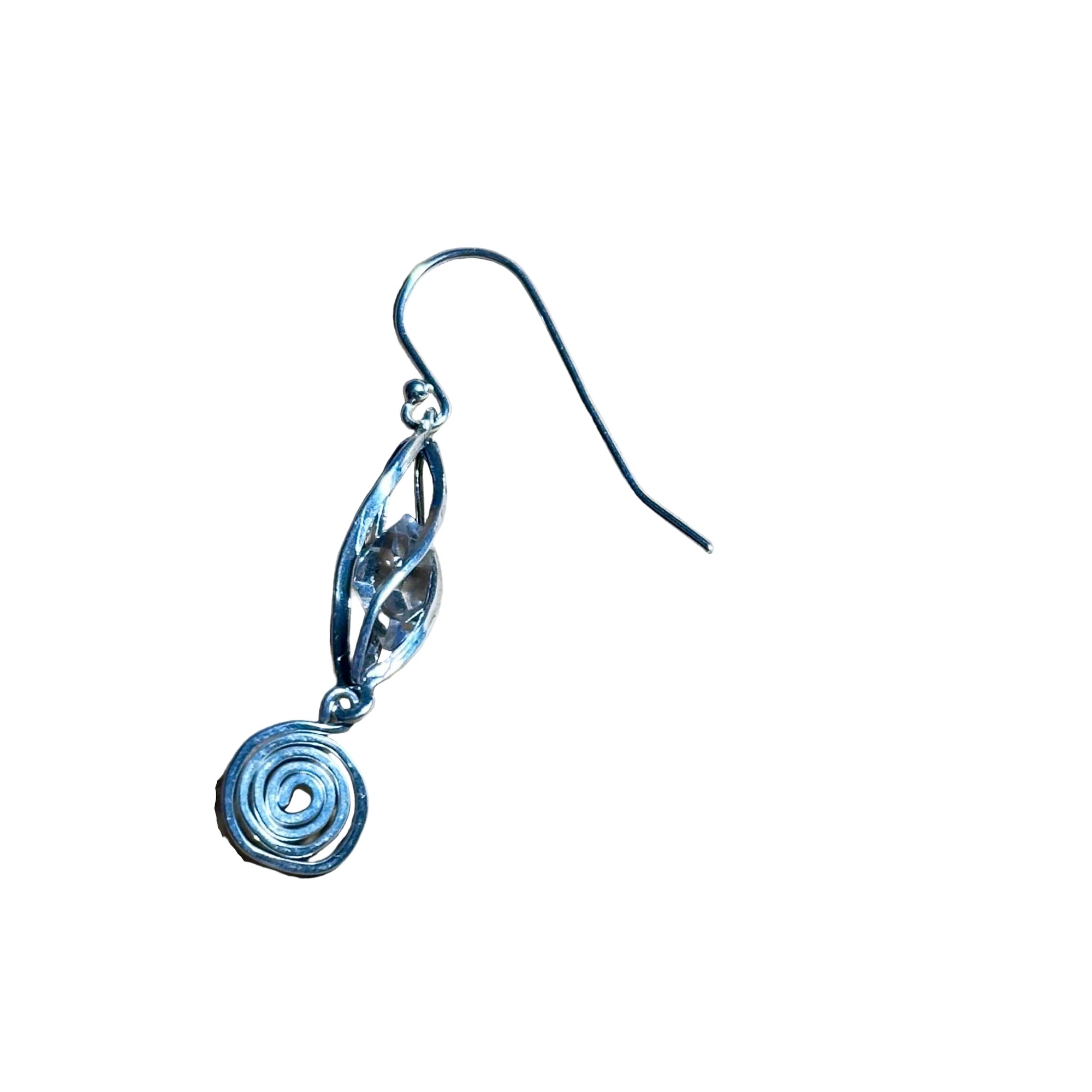 Herkimer Swirl Dangle Bertoni Earrings - Sterling Silver
