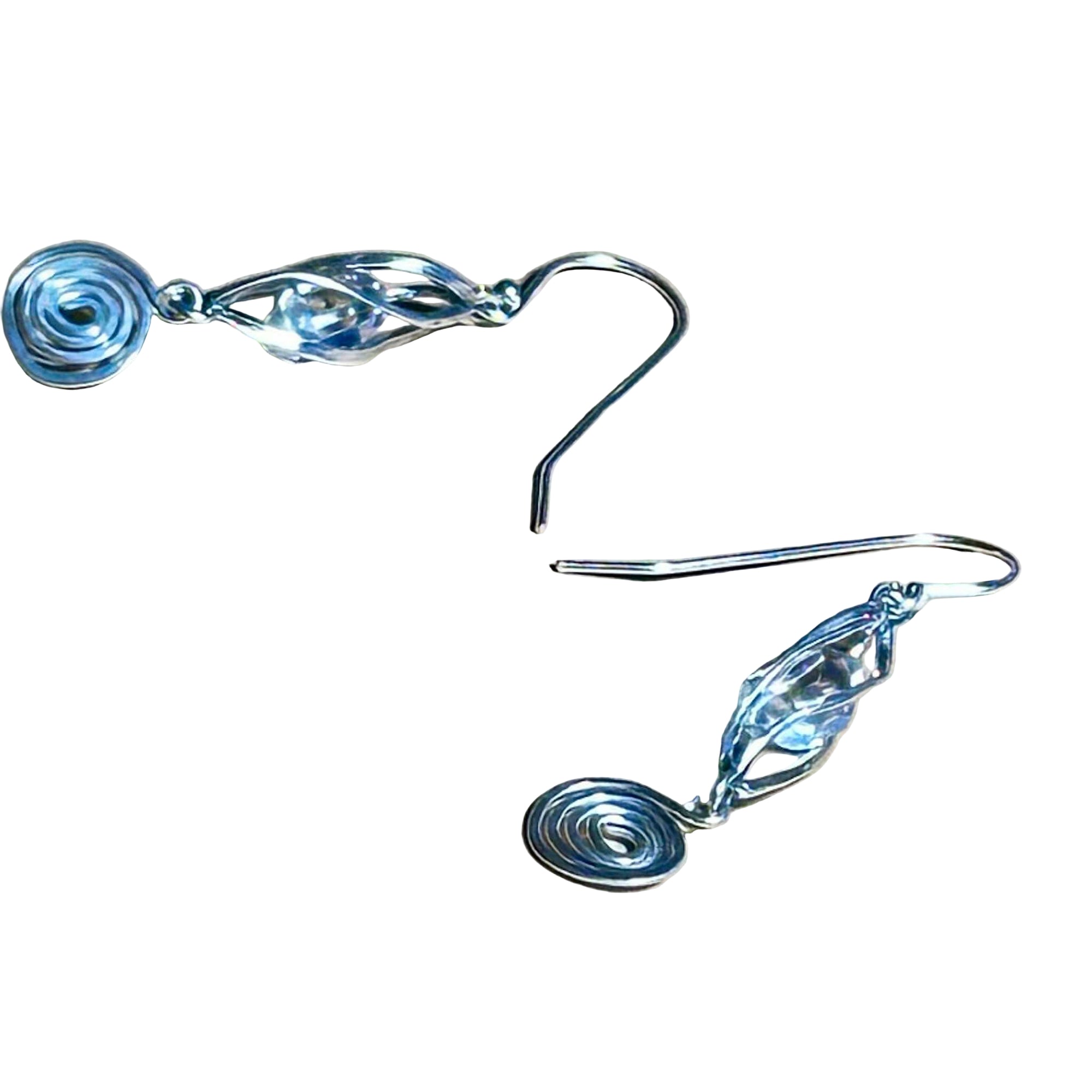 Herkimer Swirl Dangle Bertoni Earrings - Sterling Silver