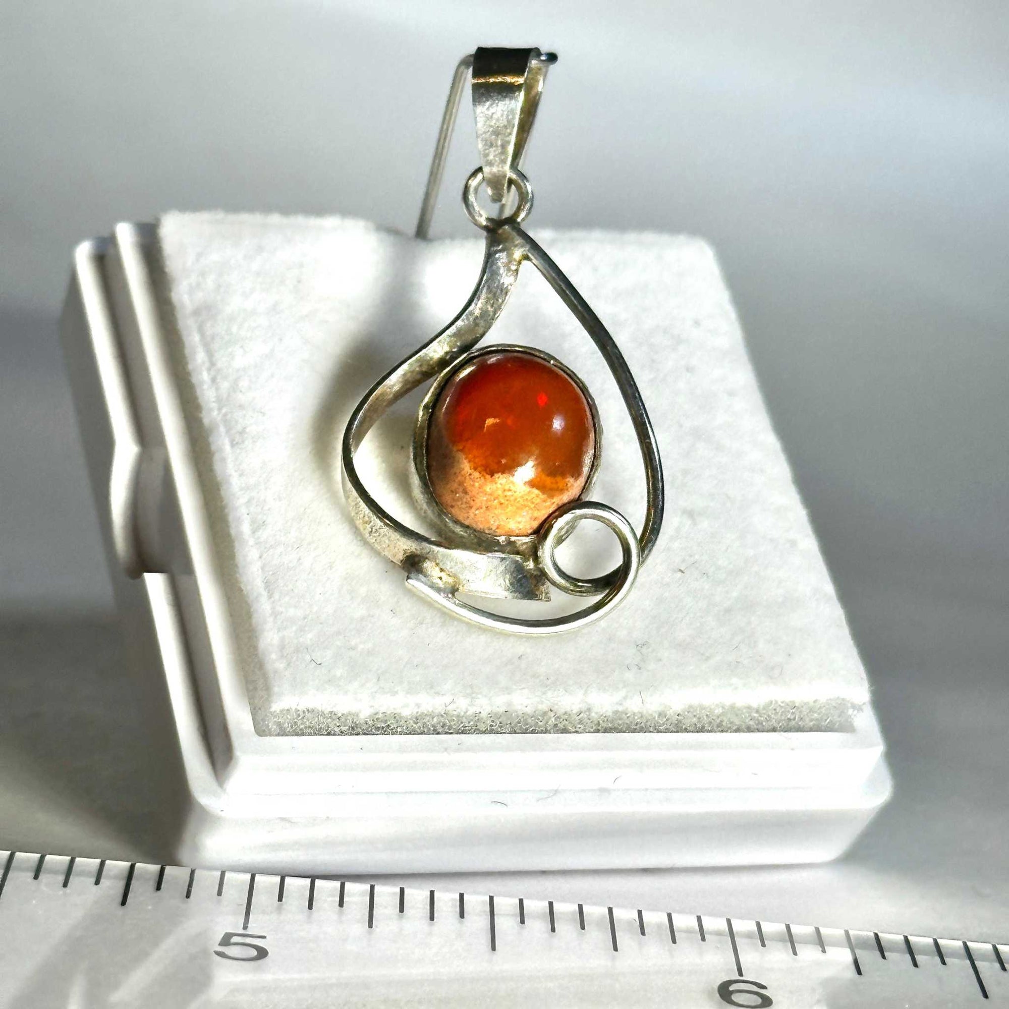 Aztec Sol Mexican Fire Opal Pendant