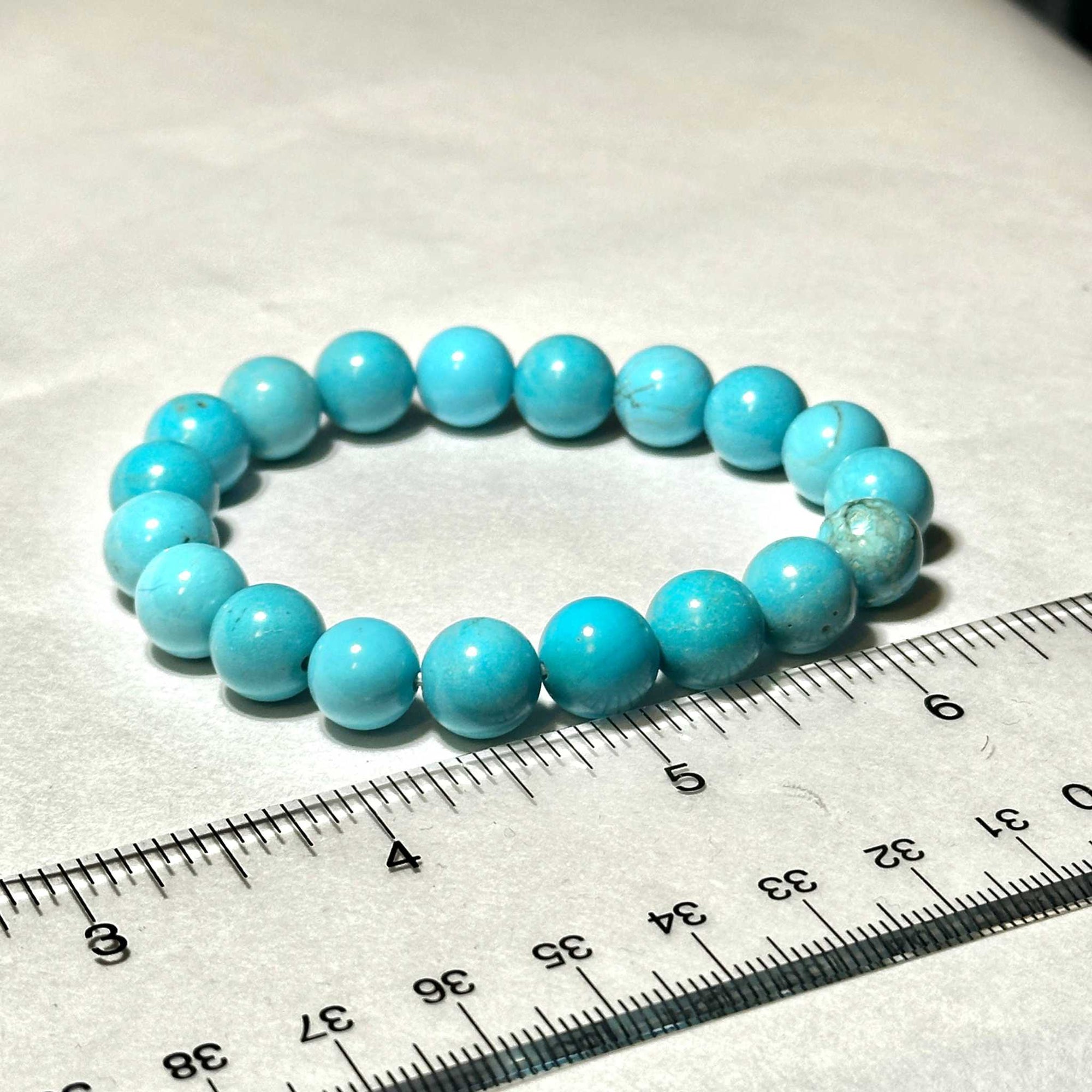 Blue Howlite Natural Crystal Round Bead Stackable Bracelet