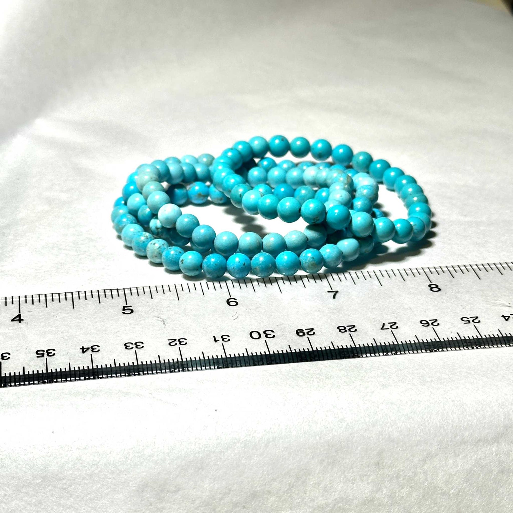 Blue Howlite Natural Crystal Round Bead Stackable Bracelet
