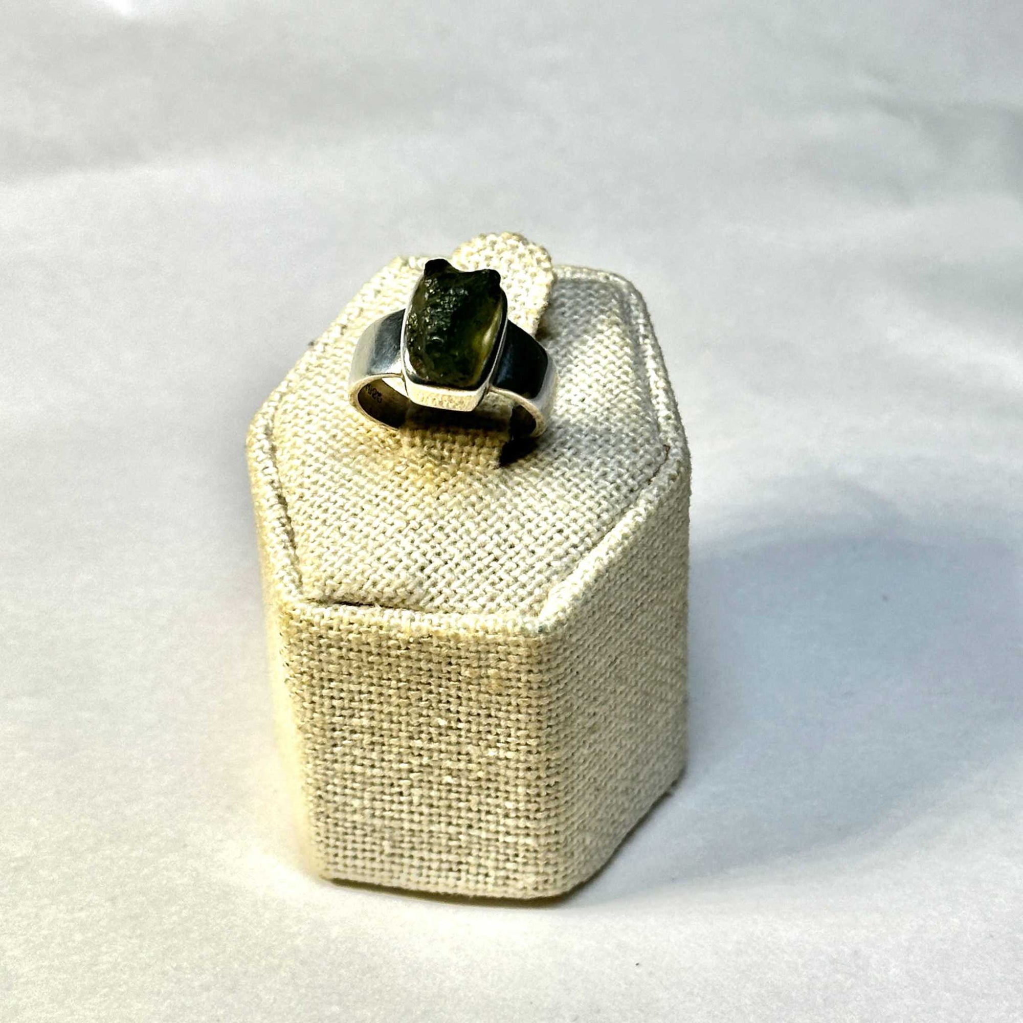 Raw Moldavite Ring Size 5 “Starlit Ascension”