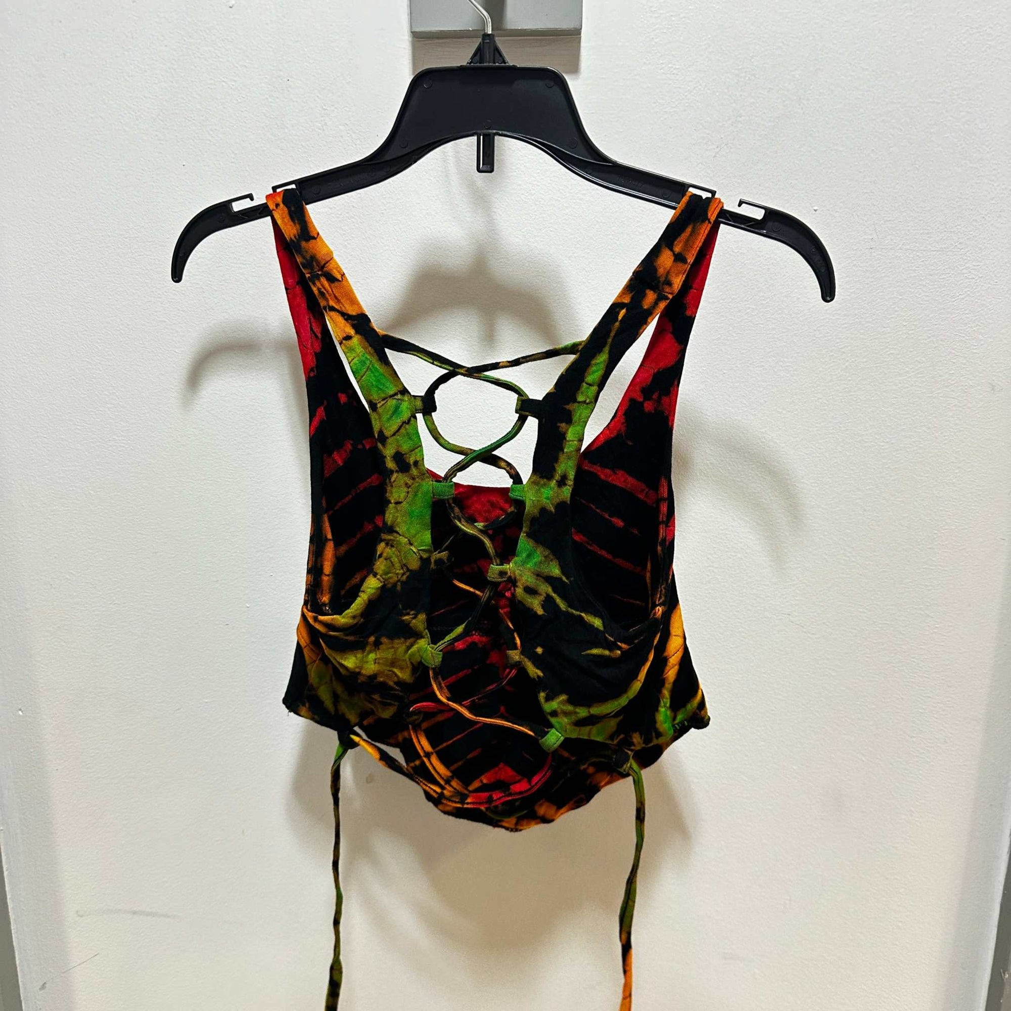 Spandex Tie Dye Lace Up Back Crop Top
