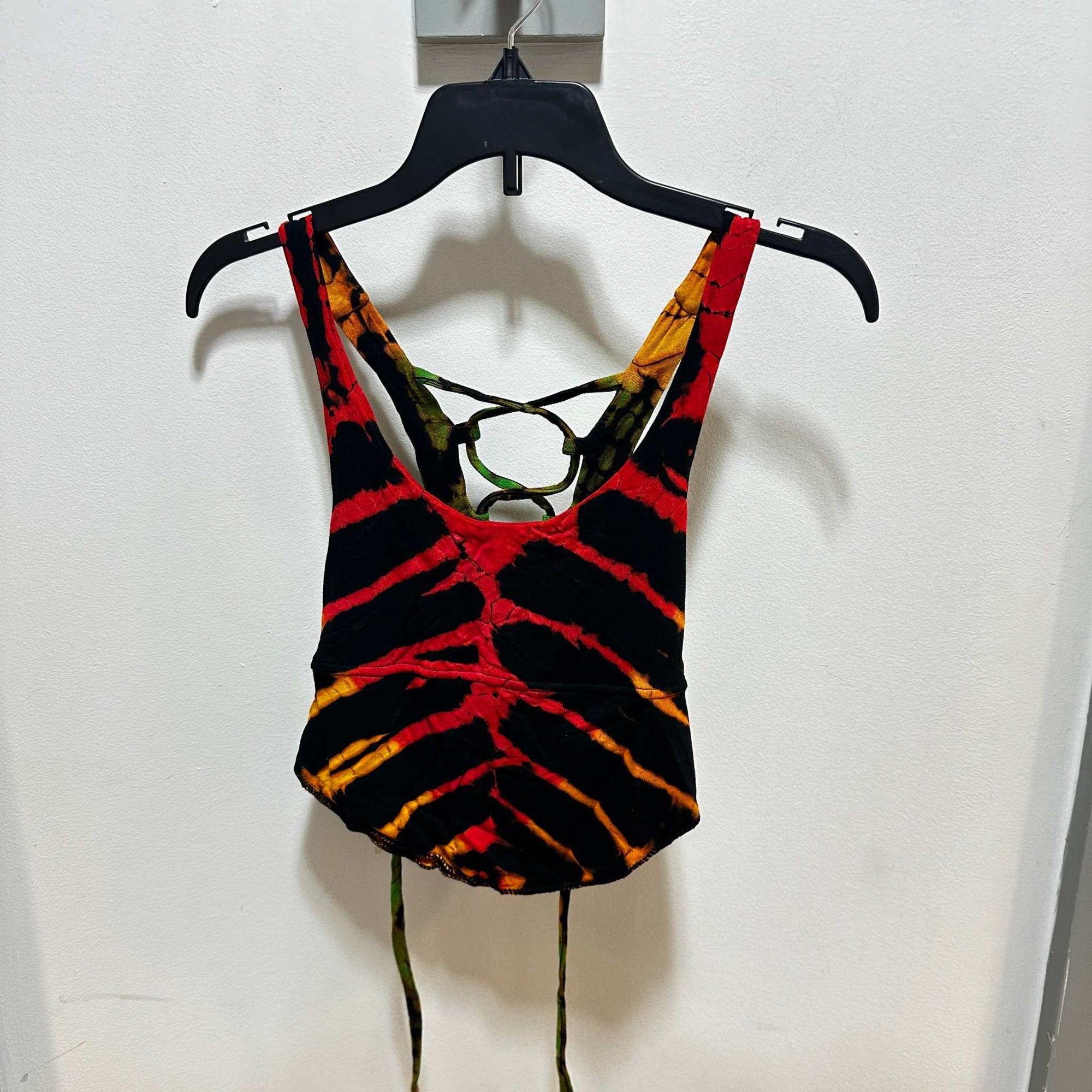 Spandex Tie Dye Lace Up Back Crop Top