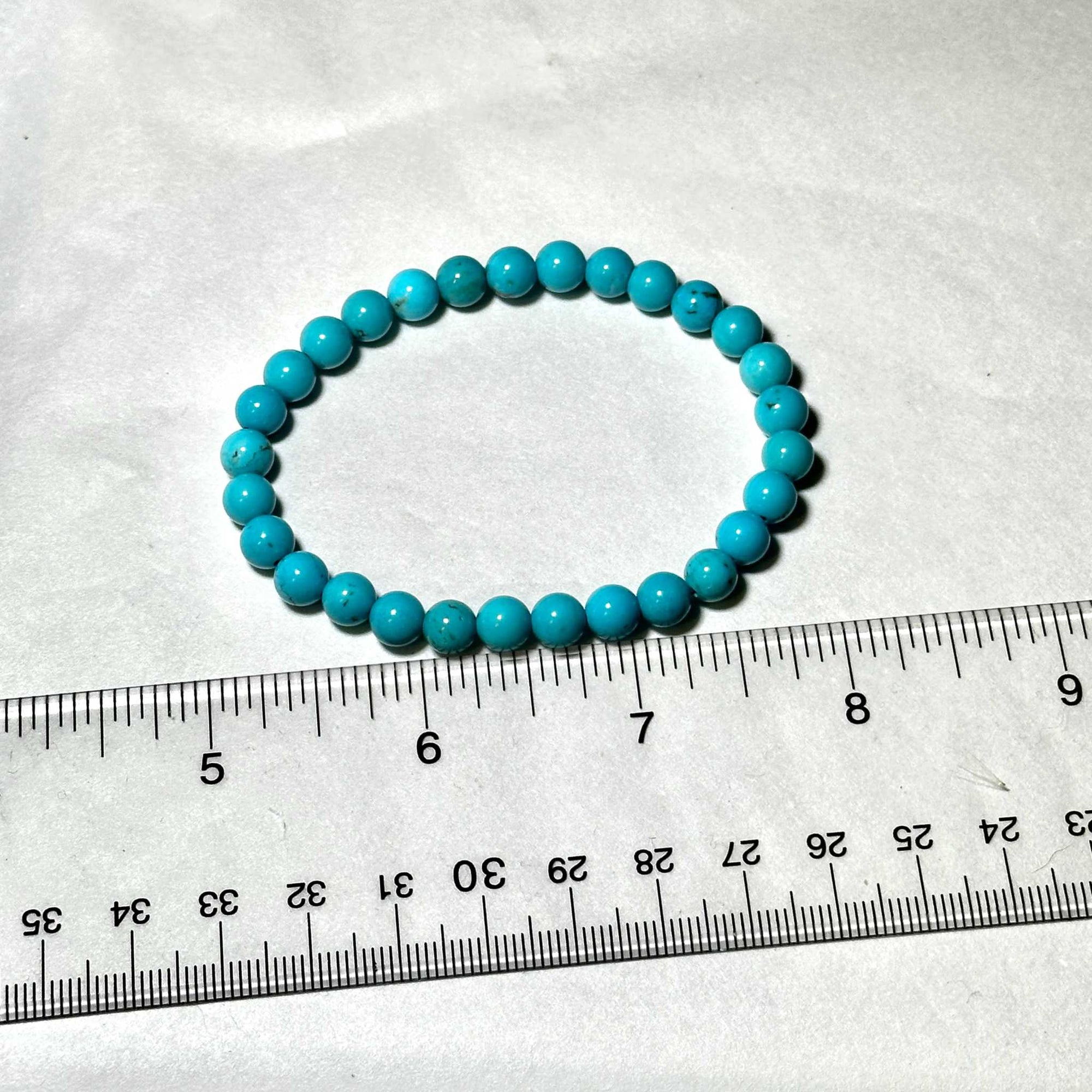 Blue Howlite Natural Crystal Round Bead Stackable Bracelet