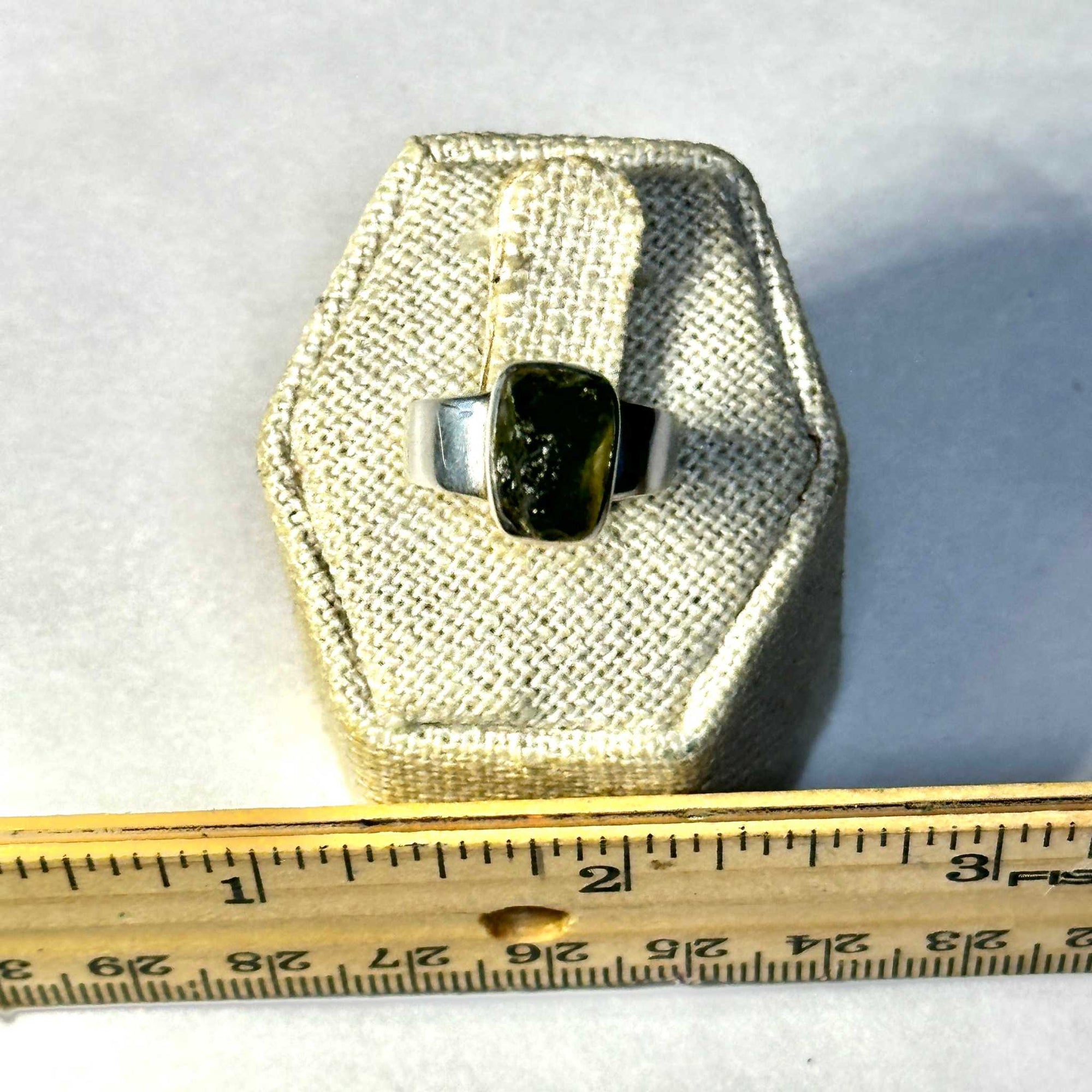 Raw Moldavite Ring Size 5 “Starlit Ascension”