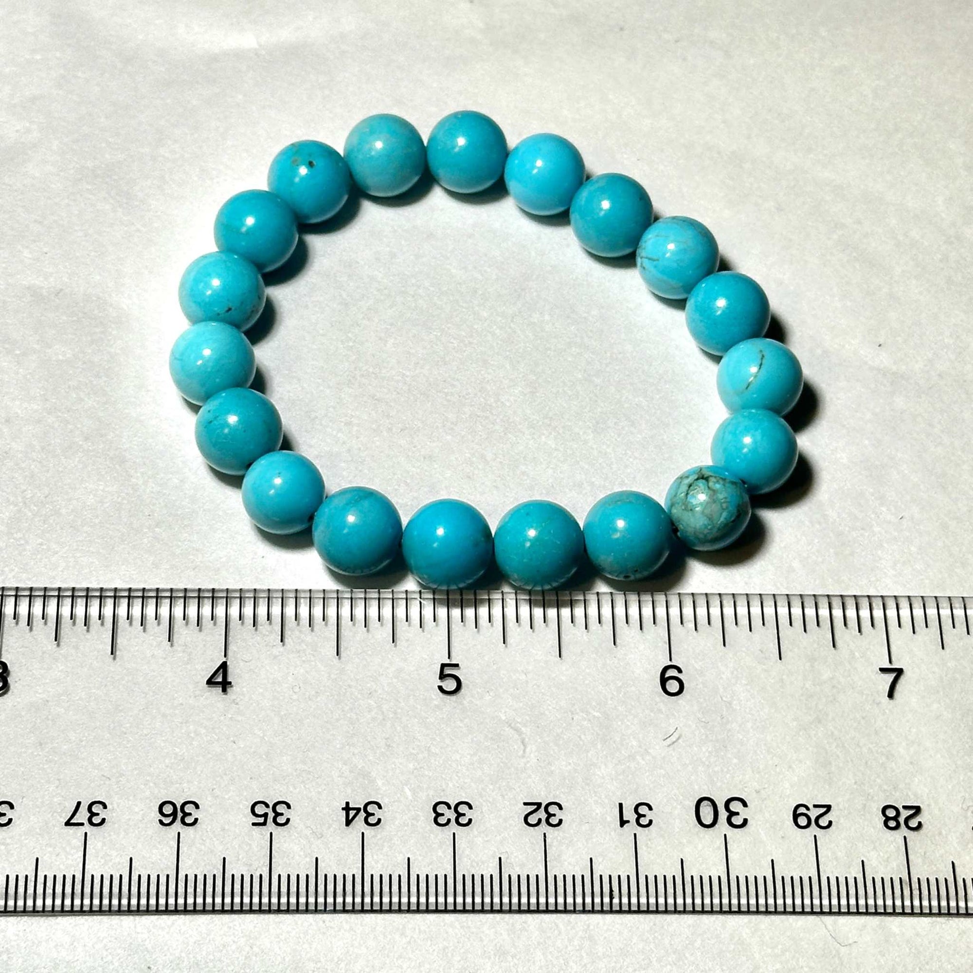Blue Howlite Natural Crystal Round Bead Stackable Bracelet