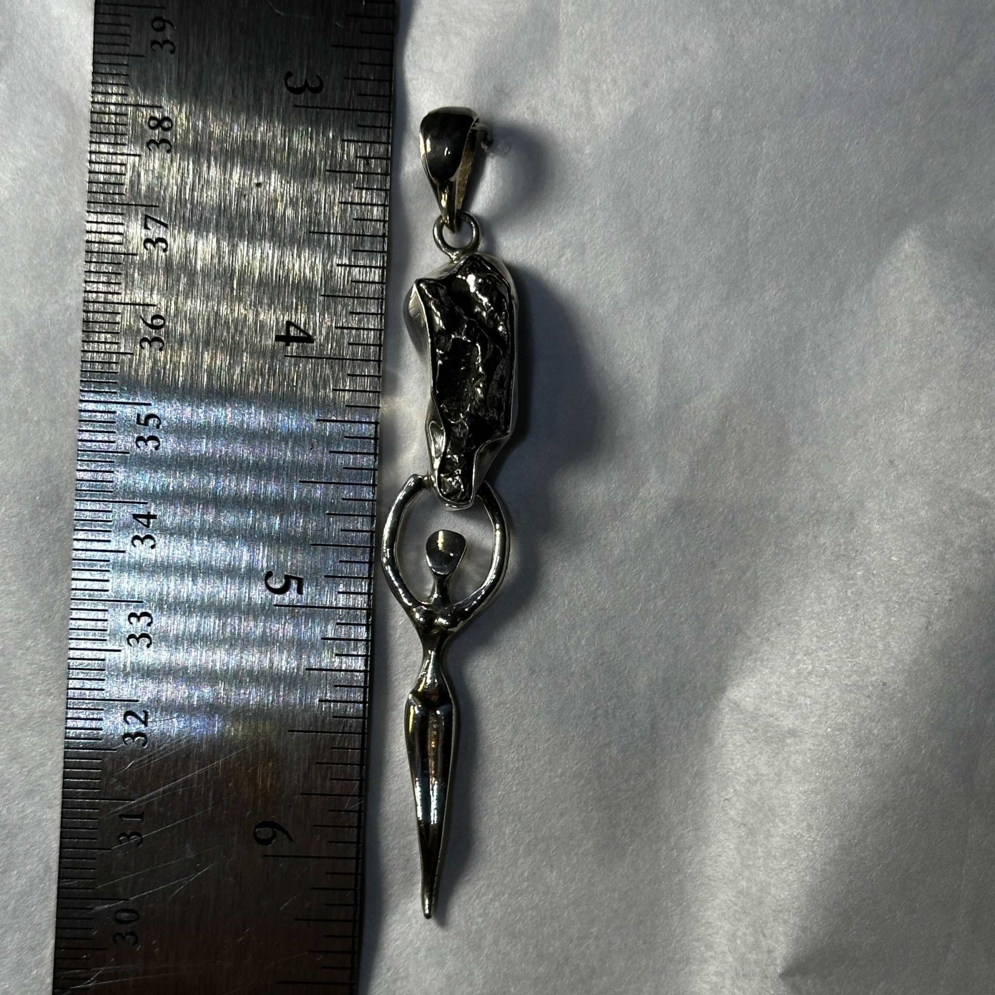 Goddess with Meteorite 925 Silver Pendant