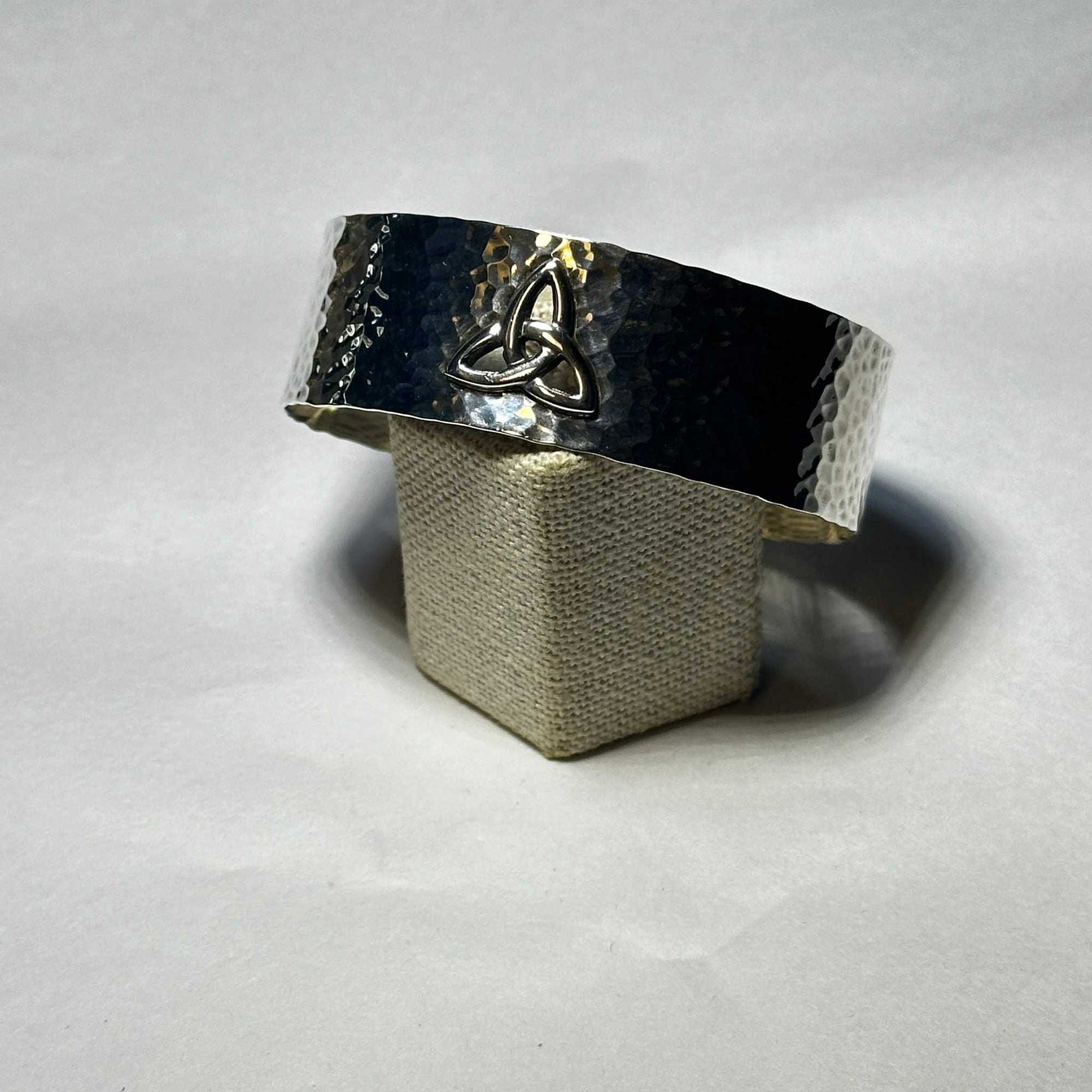 Hammered Trinity Triquetra Cuff Bracelet Sterling Silver