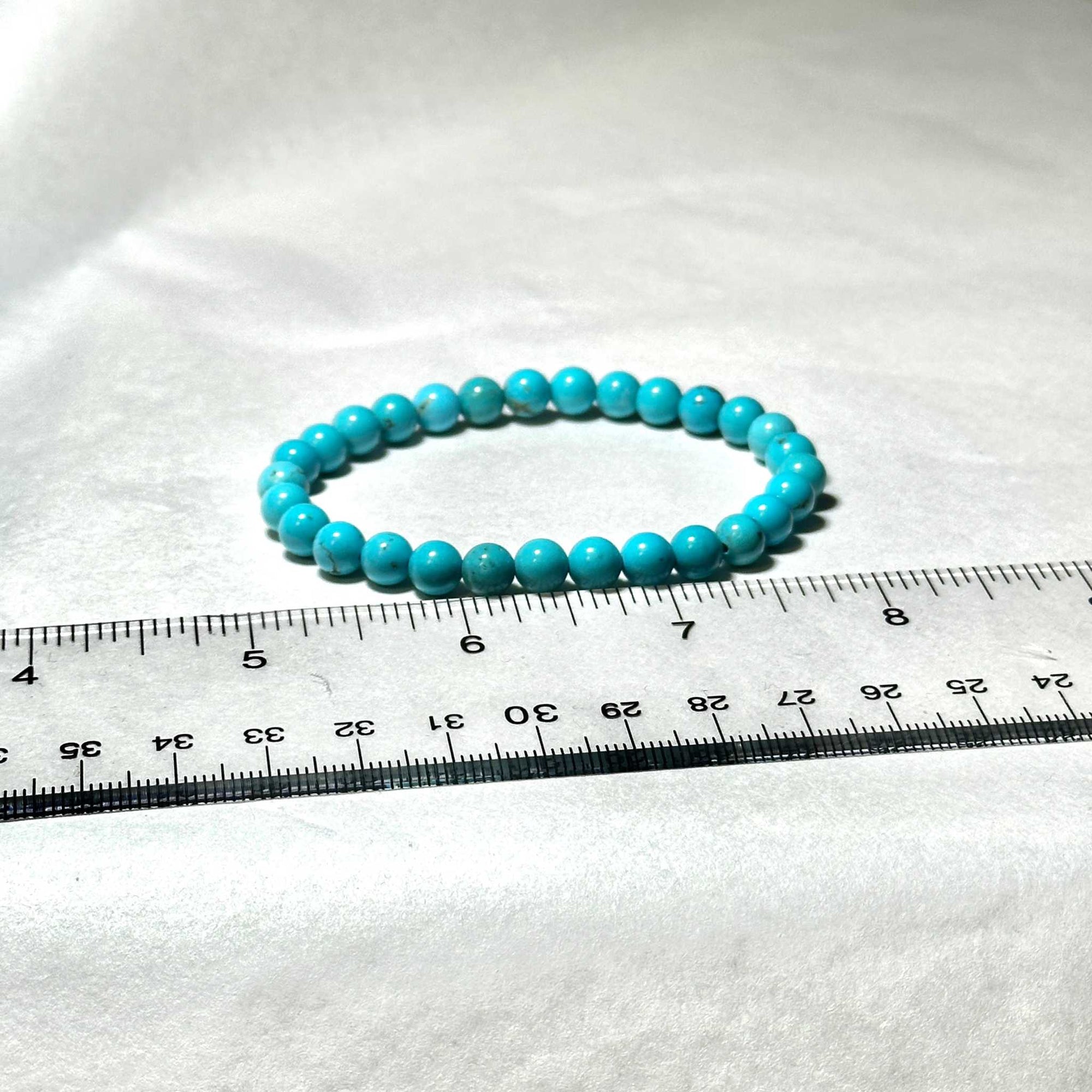 Blue Howlite Natural Crystal Round Bead Stackable Bracelet