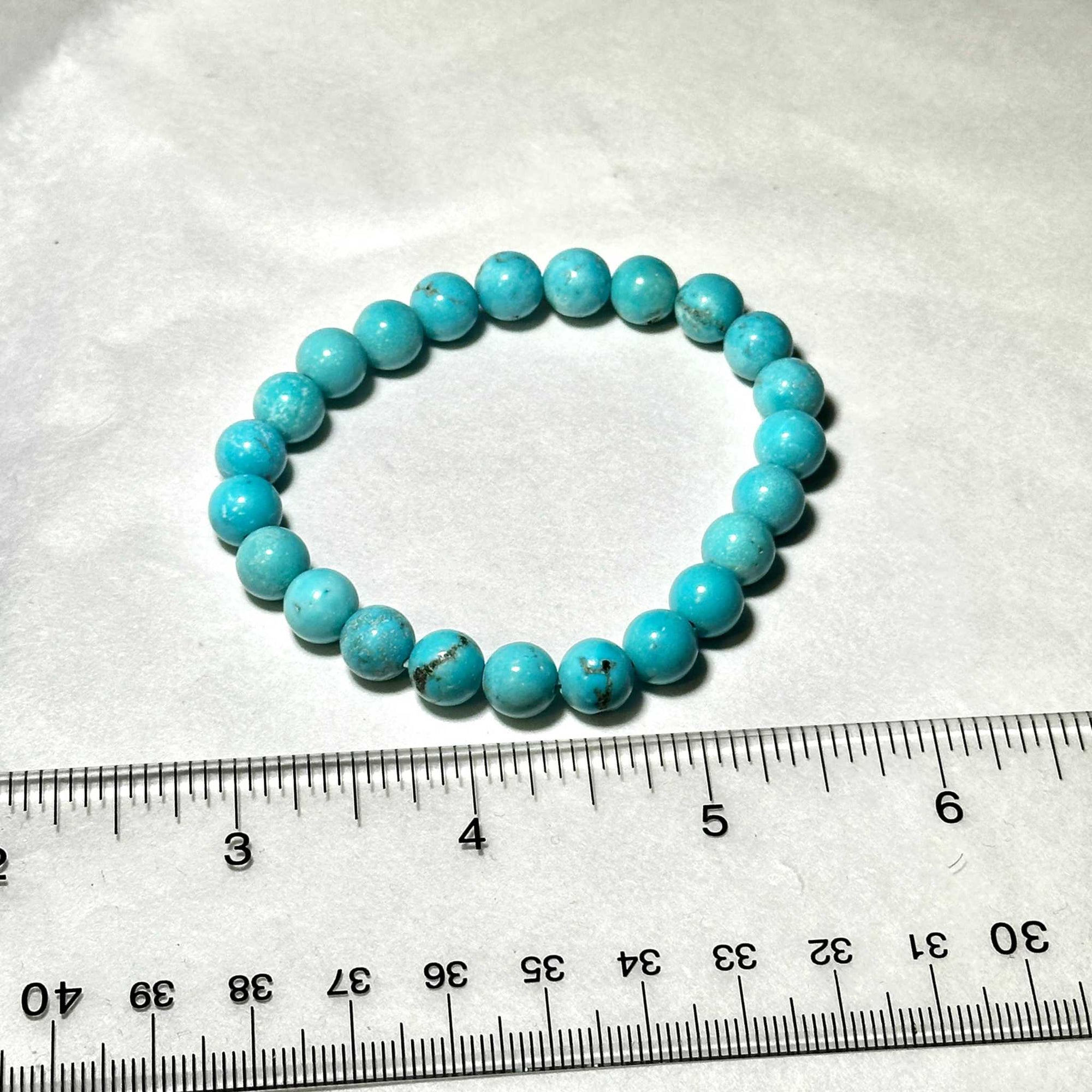 Blue Howlite Natural Crystal Round Bead Stackable Bracelet
