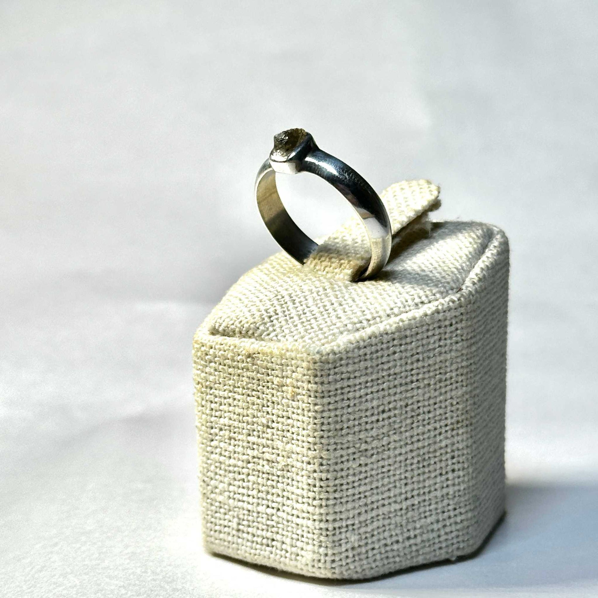 Raw Moldavite Ring Size 9 "Starlit Ascension"