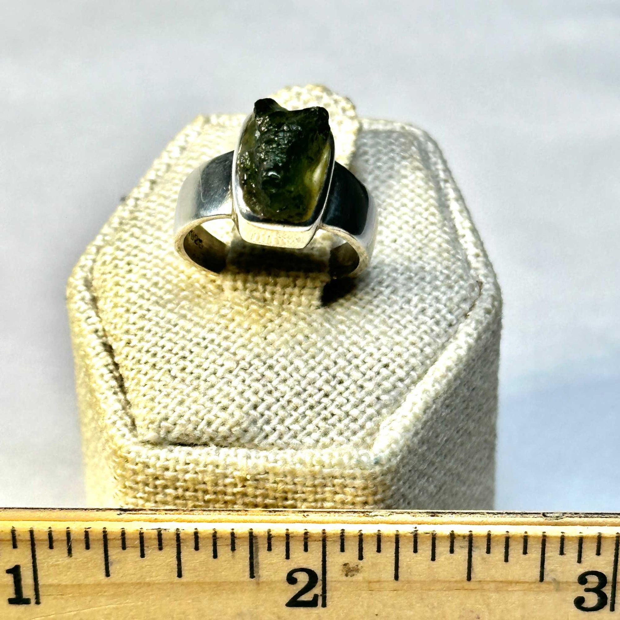 Raw Moldavite Ring Size 5 “Starlit Ascension”