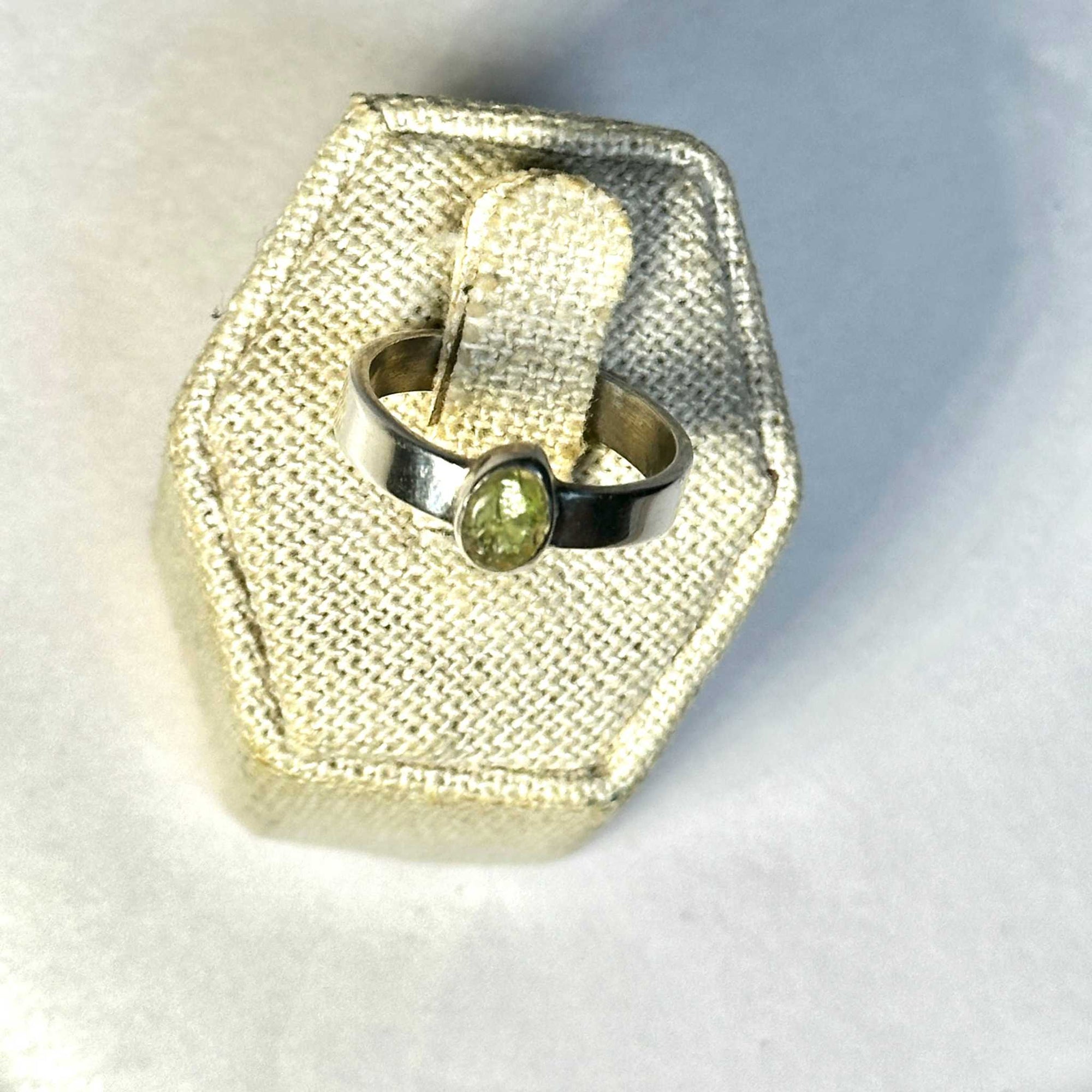 Raw Moldavite Ring Size 9 "Starborn Shield”
