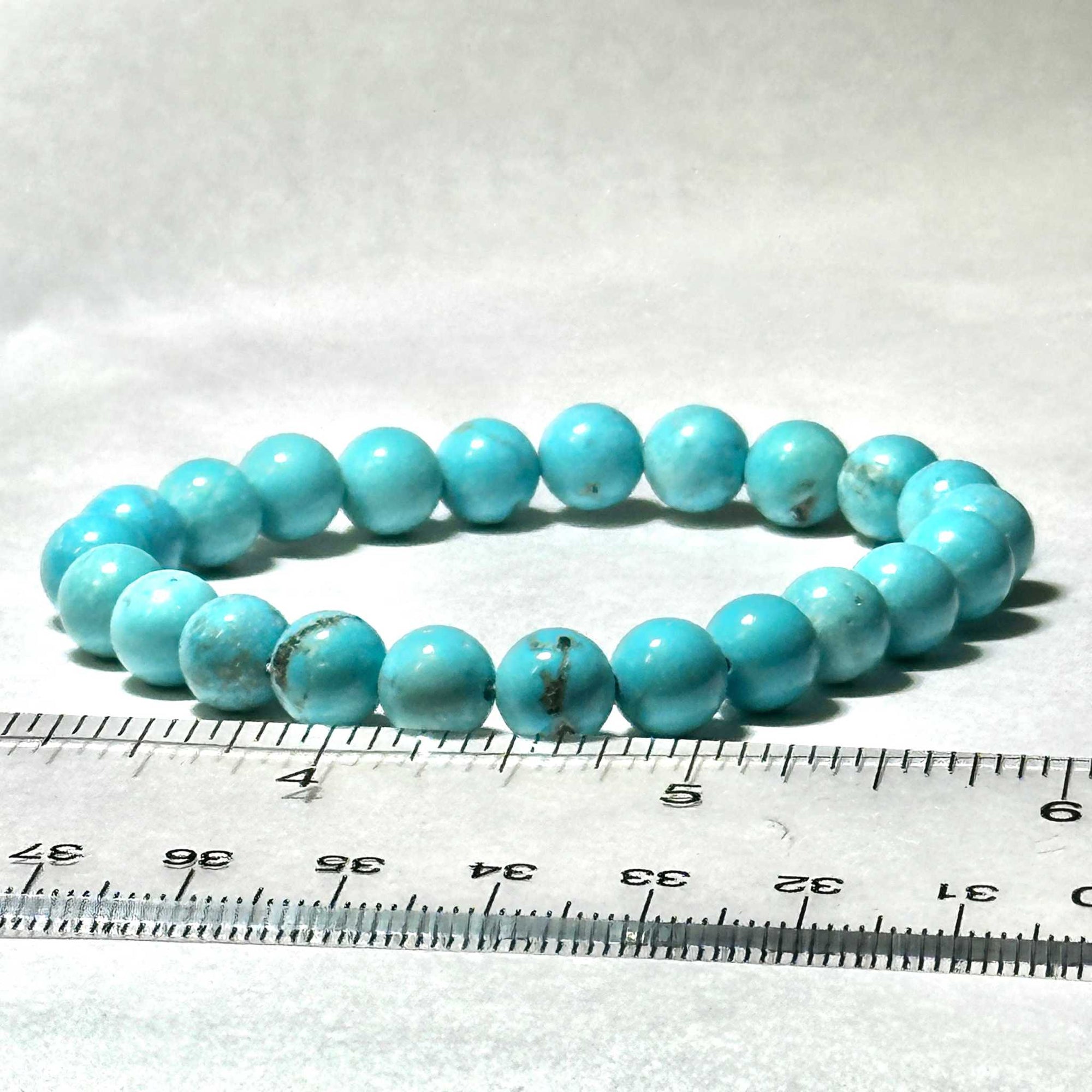 Blue Howlite Natural Crystal Round Bead Stackable Bracelet