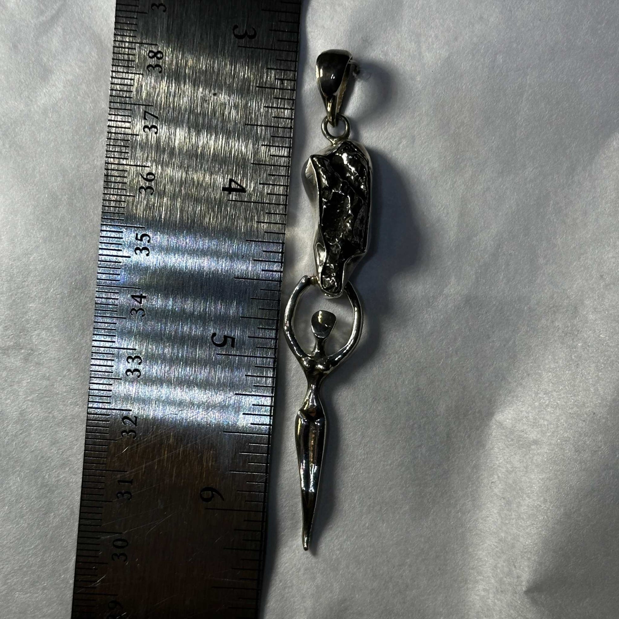 Goddess with Meteorite 925 Silver Pendant
