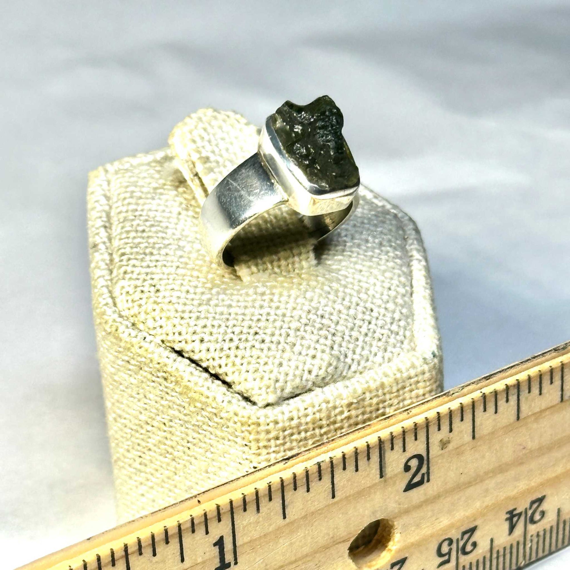 Raw Moldavite Ring Size 5 “Starlit Ascension”