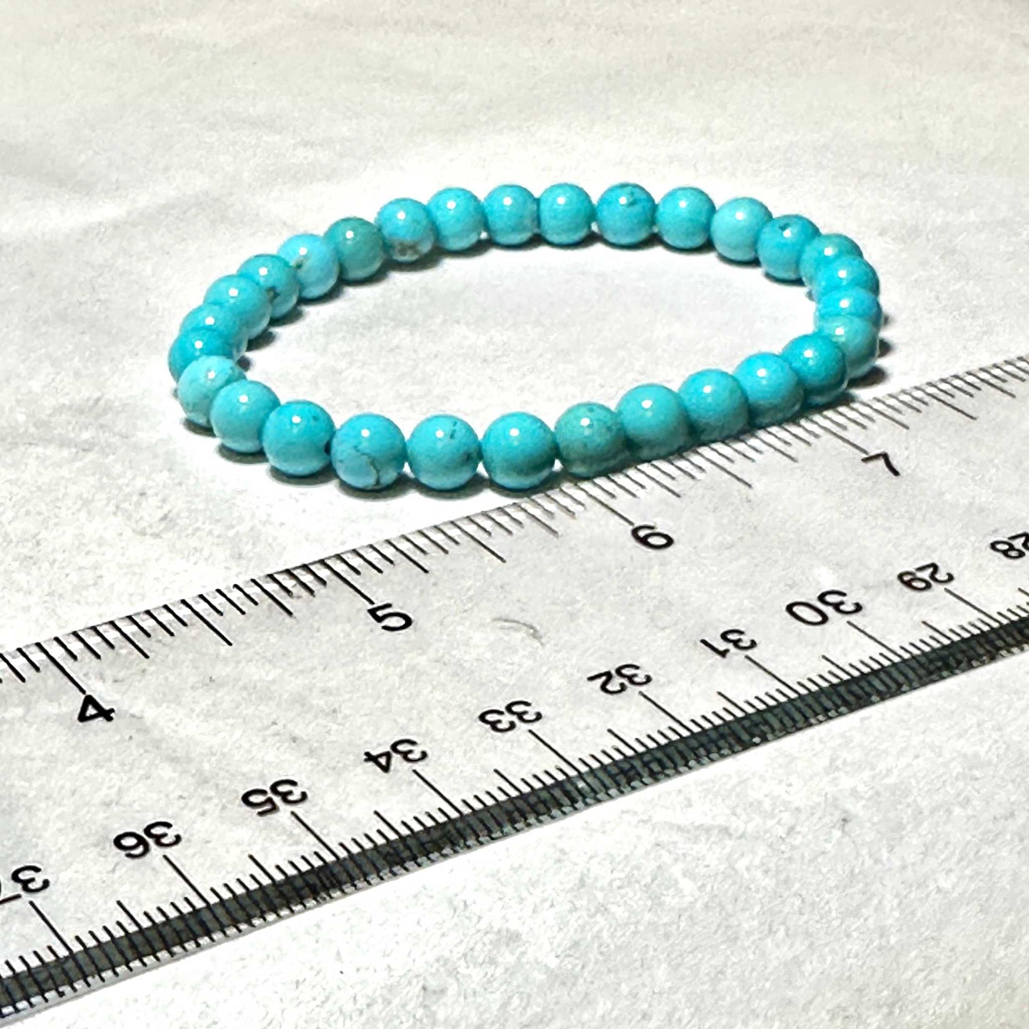Blue Howlite Natural Crystal Round Bead Stackable Bracelet