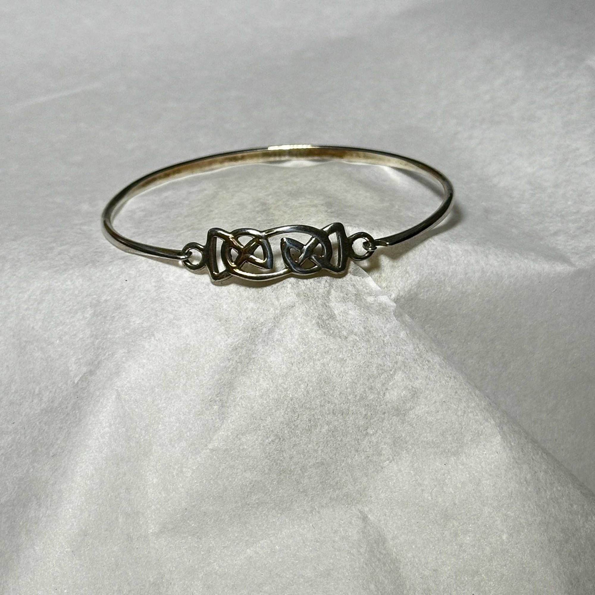 Trinity Celtic Knot Bangle Bracelet Sterling Silver