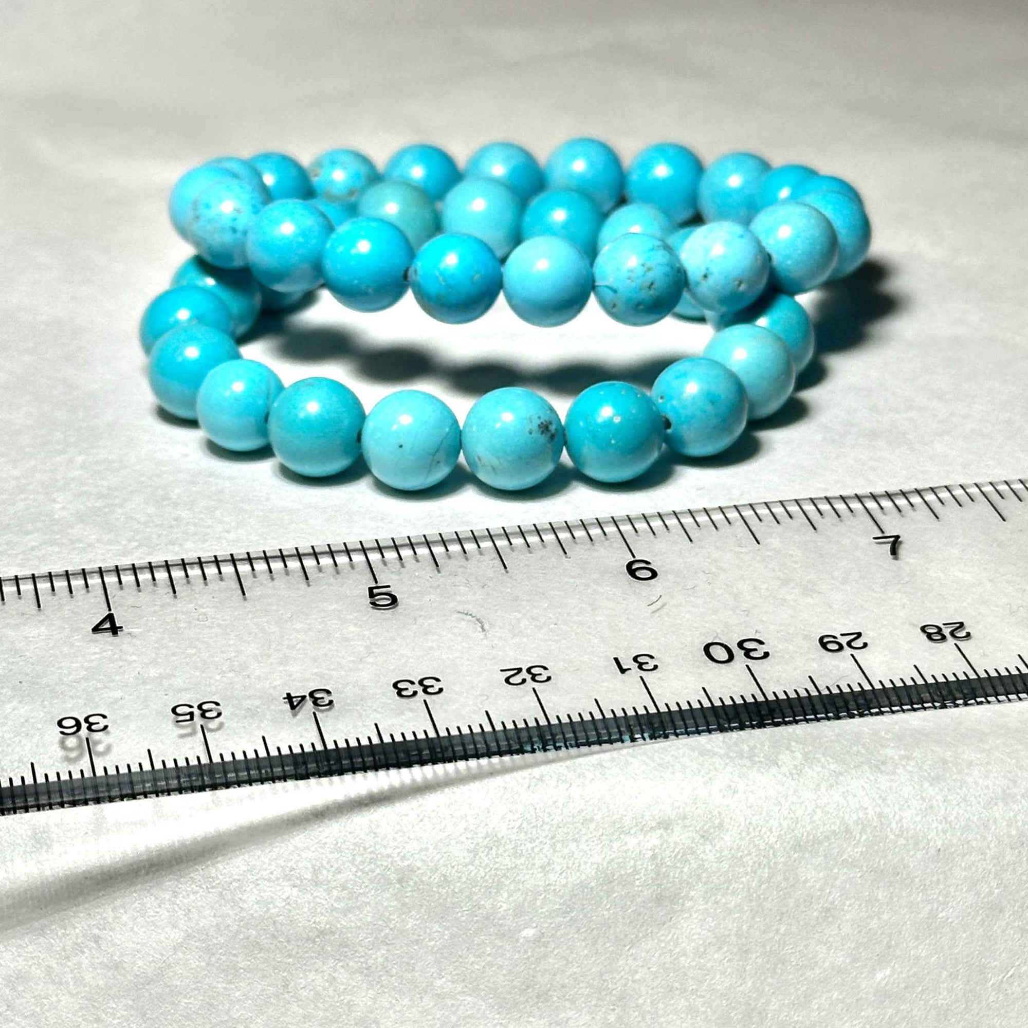 Blue Howlite Natural Crystal Round Bead Stackable Bracelet