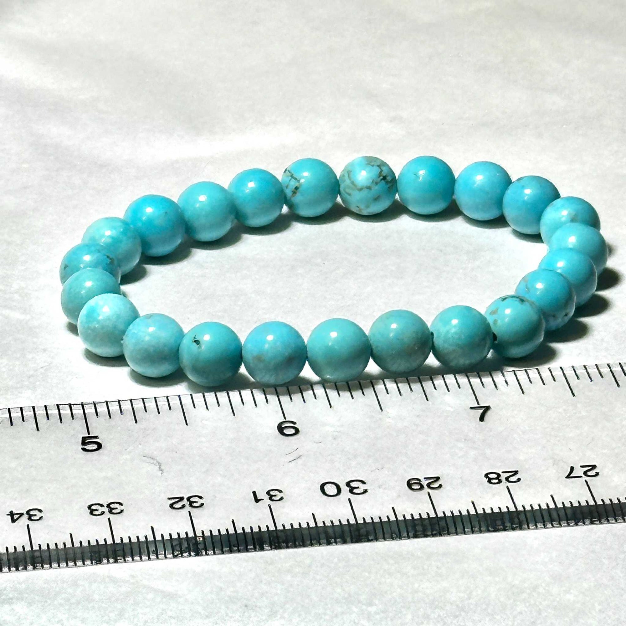 Blue Howlite Natural Crystal Round Bead Stackable Bracelet