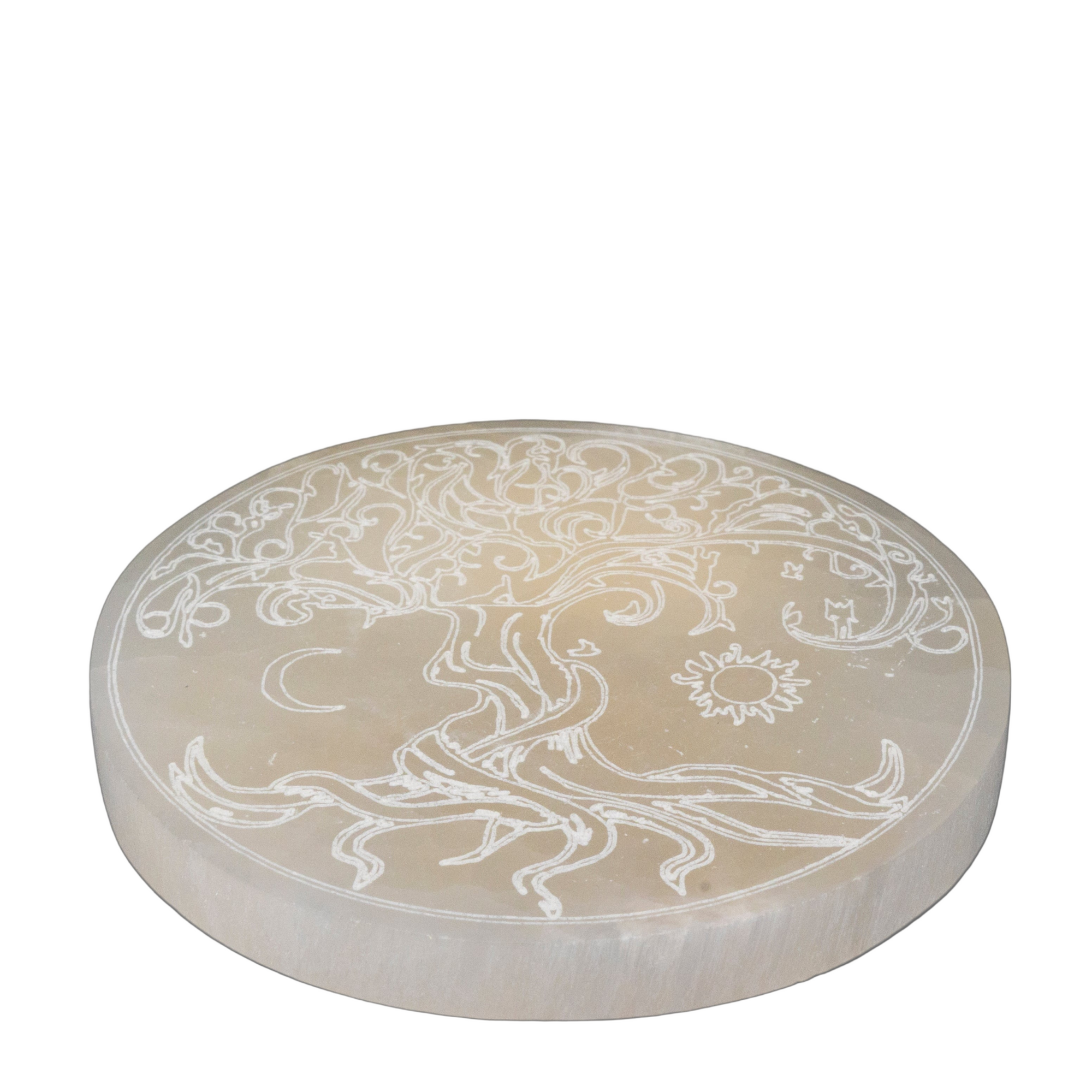 Heavy Selenite "Tree of Life" Charging Plate