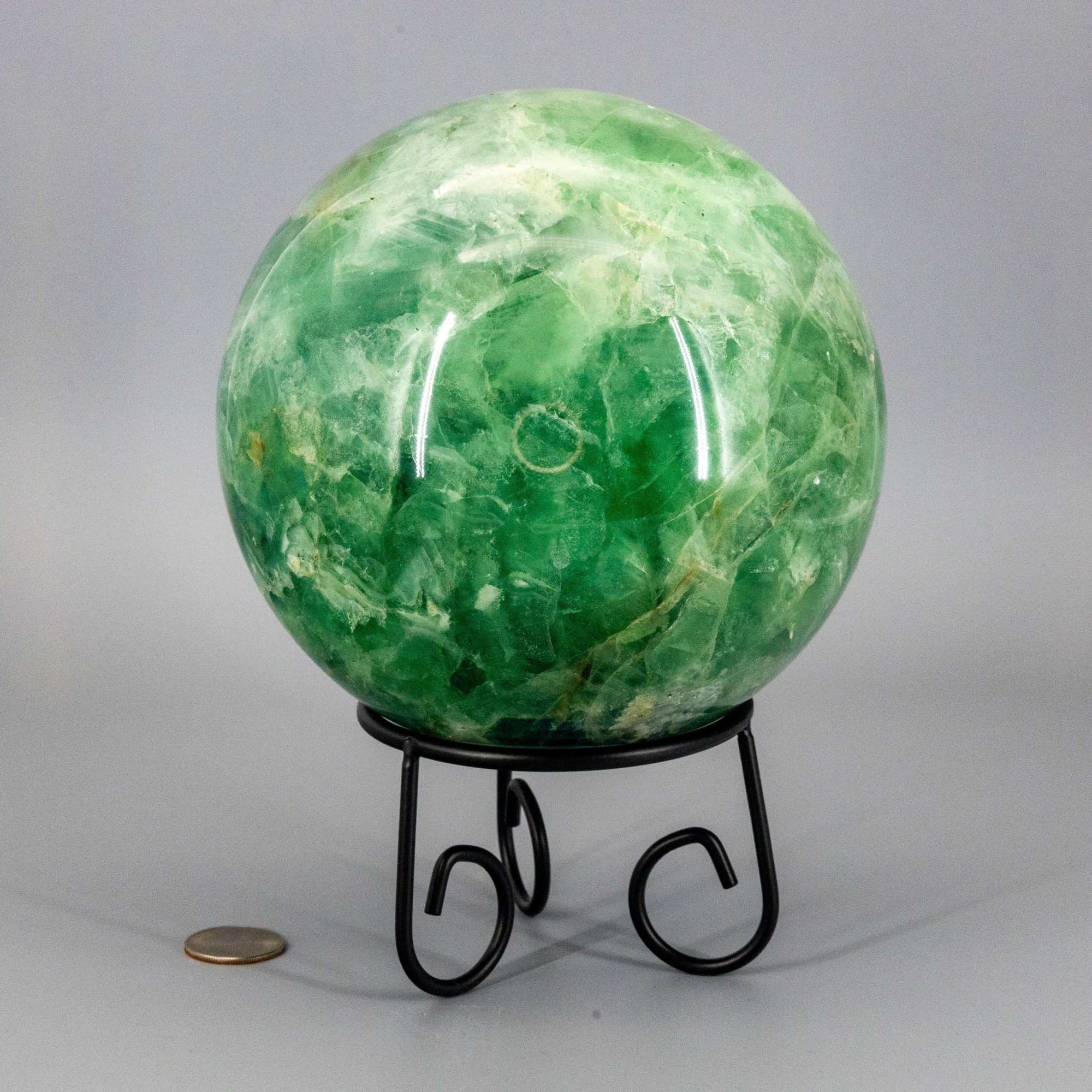 Huge Green Fluorite "Canon Ball" Sphere w/t Stand 153mm