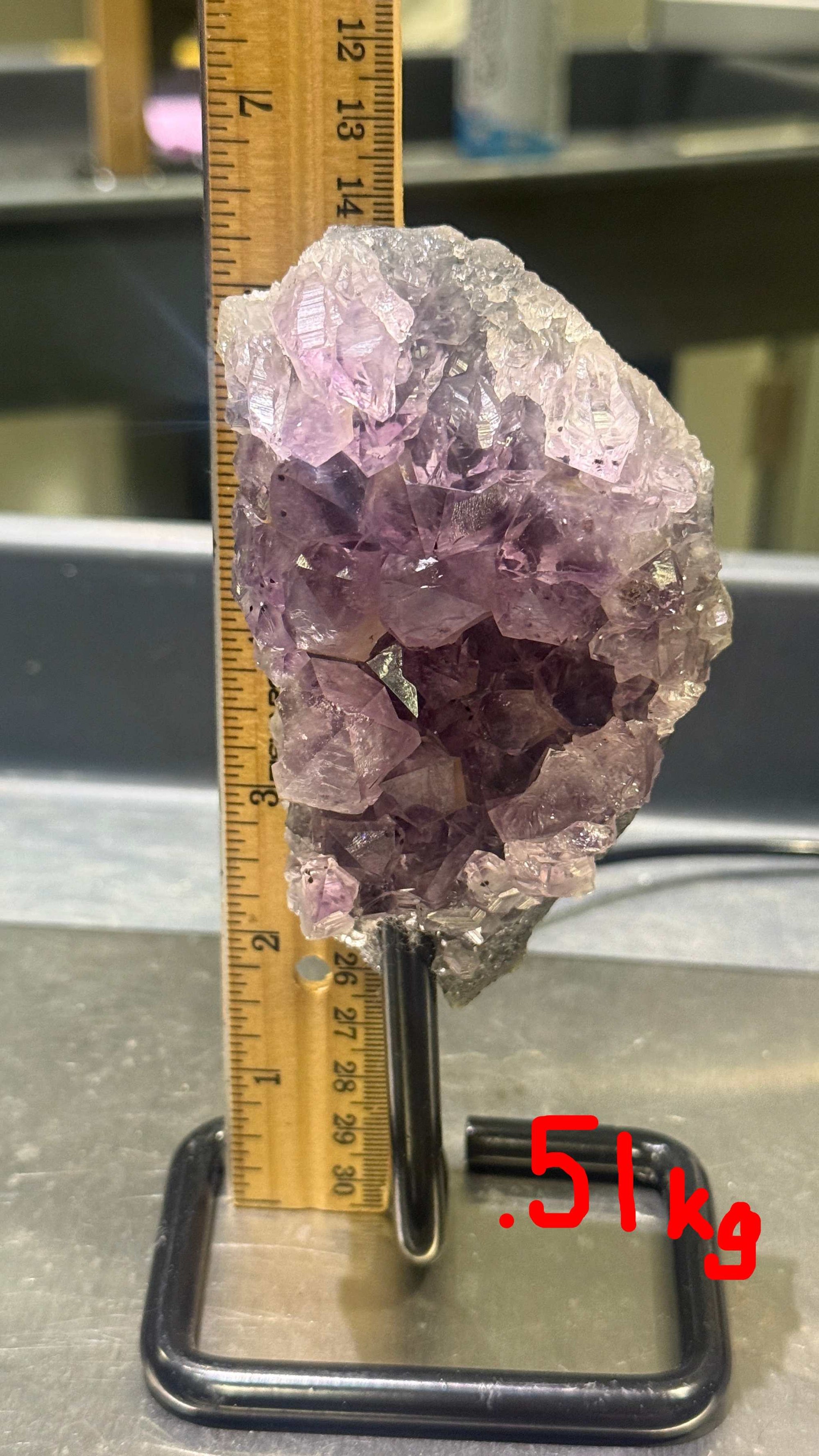 Unique Amethyst Specimen on Metal Stand (<1kg)